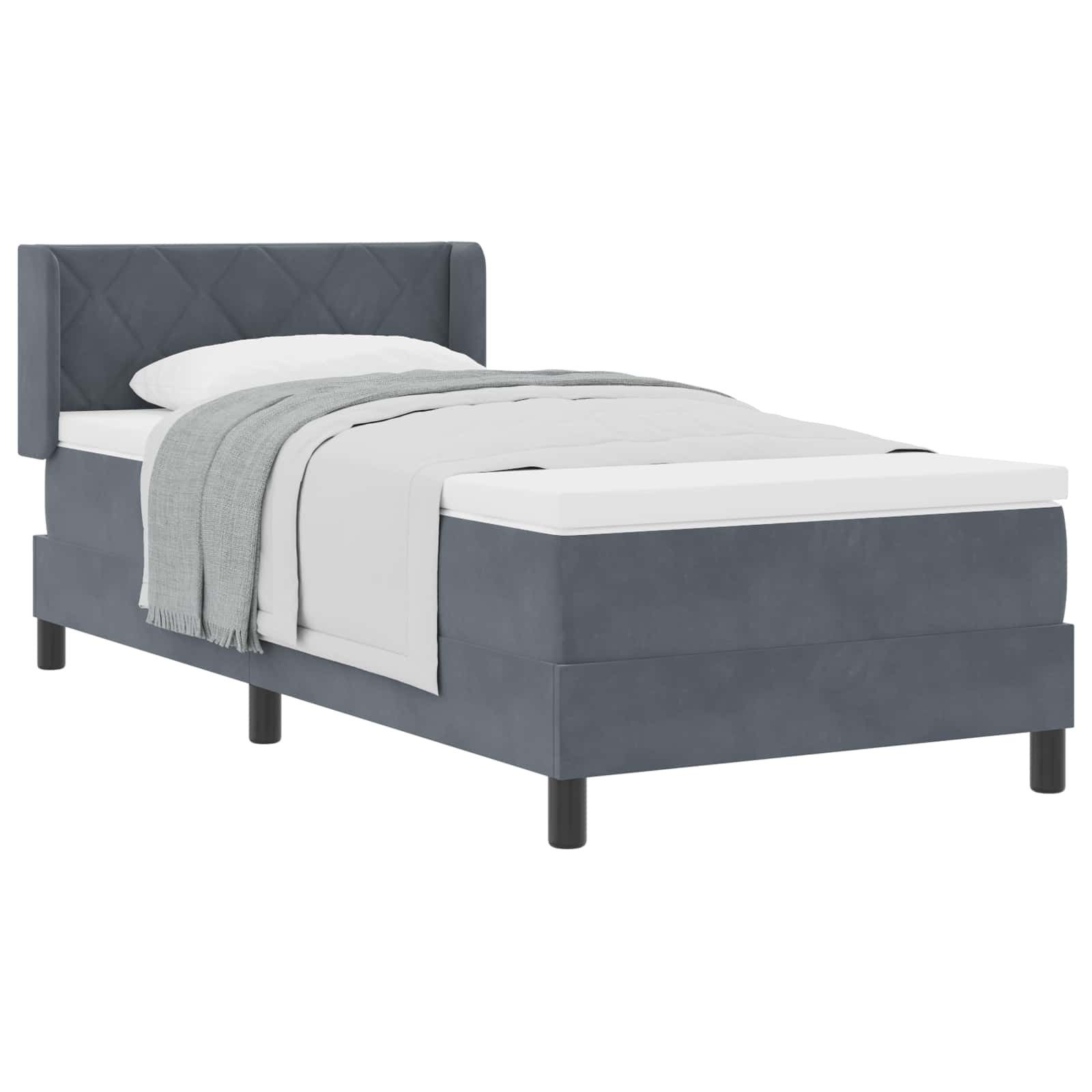 Bett Boxspringbett mit Kopfteil Dunkelgrau 200 x 90 cm Samt