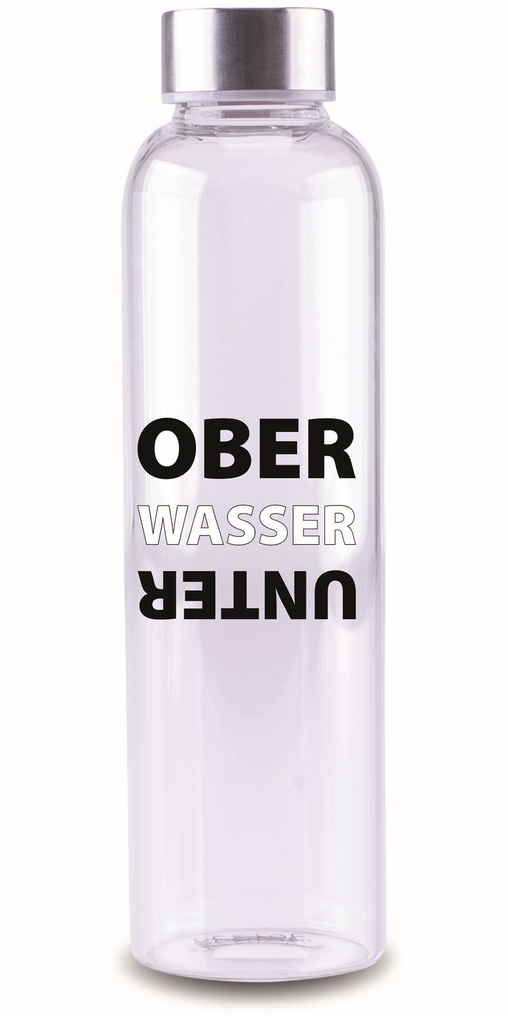 Steuber Trinkflasche, mit Schriftzug OBER WASSER UNTER temperatur-resistent  spülmaschinengeeignet OBER WASSER UNTER farblos