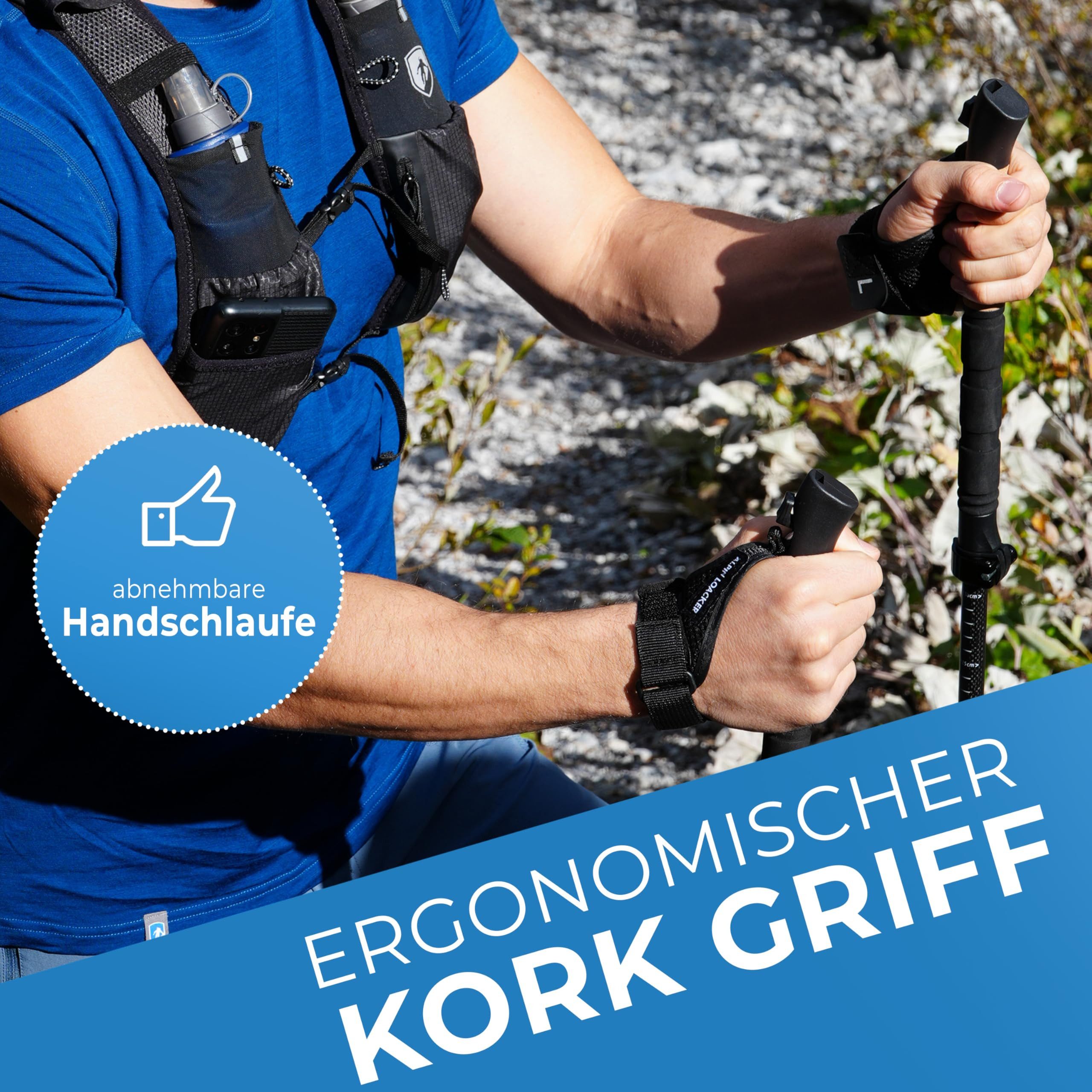 Alpin Loacker Wanderstöcke Leichte Trailrunning Stöcke faltbar aus Carbon (Hochwertige Teleskop Trekkingstöcke für Outdoor und Bergsport), Damen & Herren
