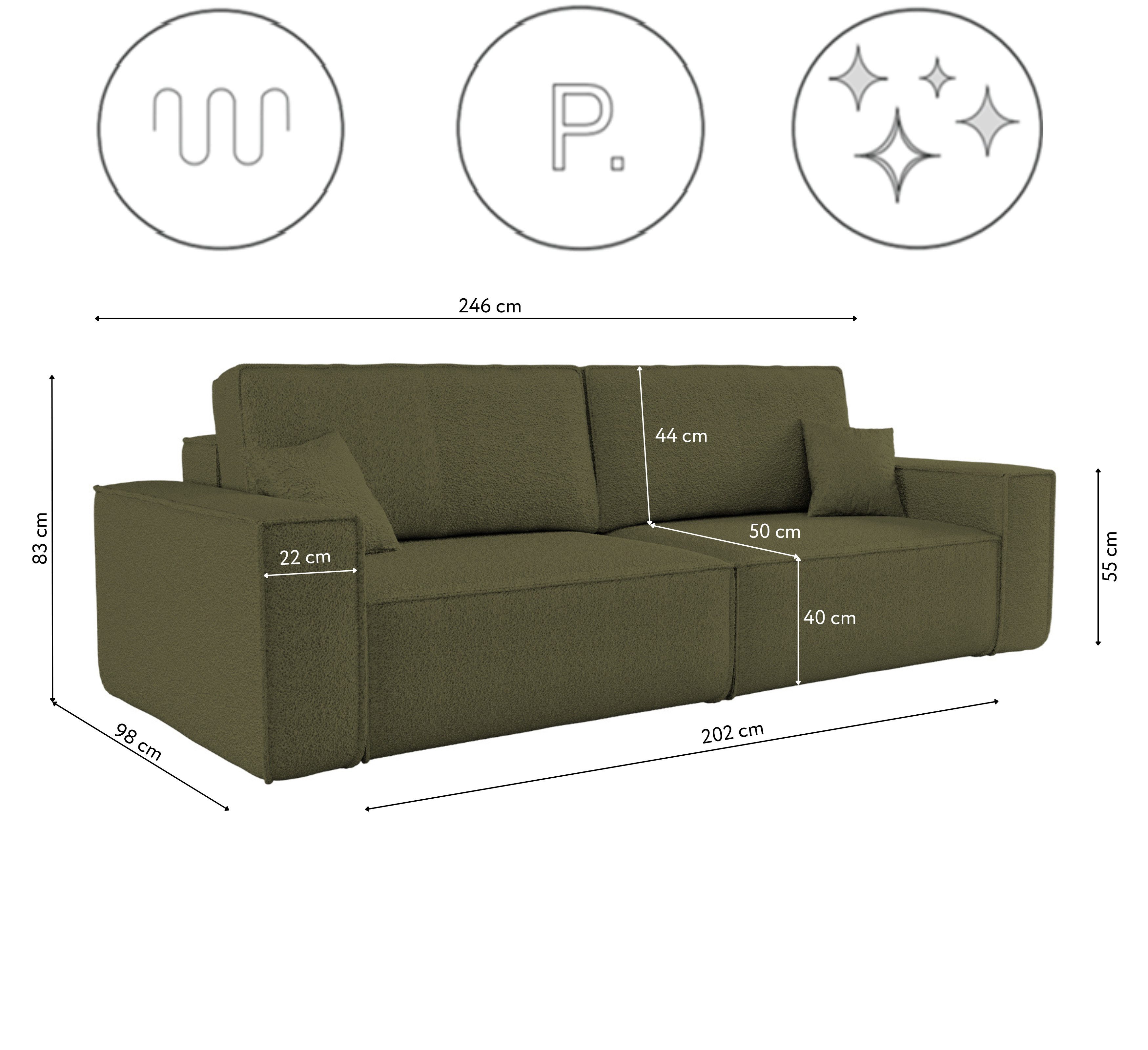 Kaiser Möbel Schlafsofa Sofa mit Schlaffunktion BEST, Modernes Design