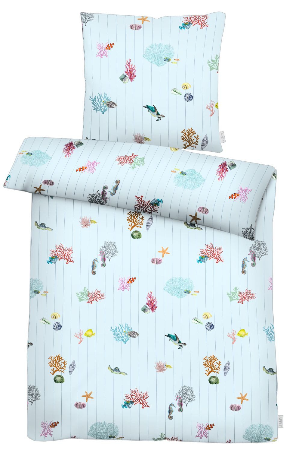 APELT Bettwäsche Reef GOTS, Satin (Bio-Baumwolle), 2 teilig, Bettwäsche-Set mit Reißverschluss, Baumwoll-Satin, Digitaldruck