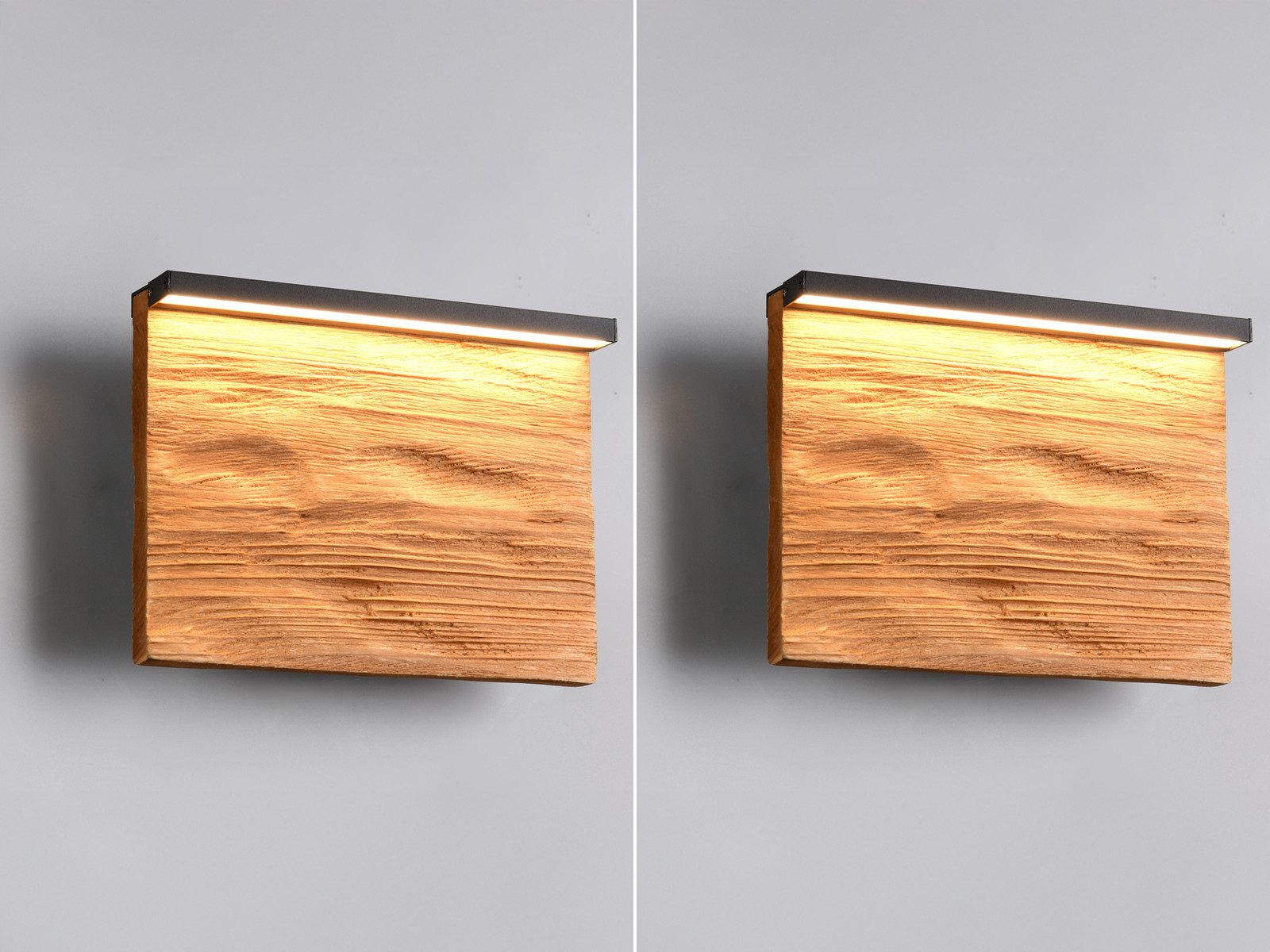 TRIO Leuchten LED Wandleuchte, Dimmfunktion, LED fest integriert, warmweiß, 2er Set indirekte Wandbeleuchtung innen flach-e Holzlampe-n, B: 20cm