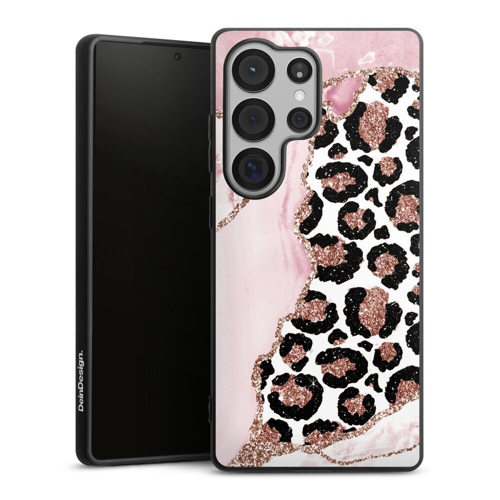 DeinDesign Handyhülle Leopard Glitzer Look Marmor Patterns and Textures Smooth Pink, Samsung Galaxy S25 Ultra Silikon Hülle Premium Case Handy Schutzhülle