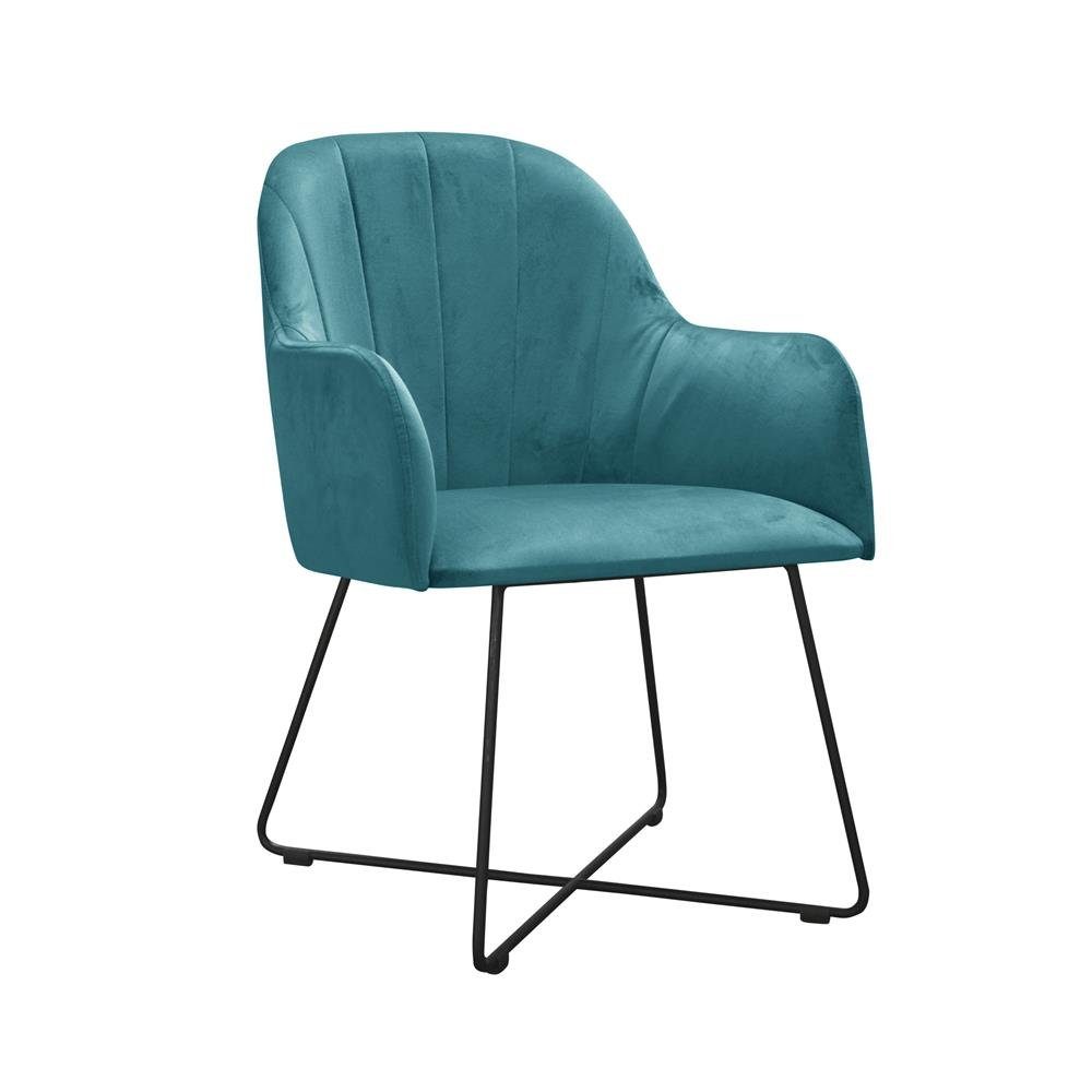 JVmoebel Stuhl, Moderne Lehnstühle Gruppe Design Turkis Set 8 Armlehne Polster Türkis Garnitur Stühle