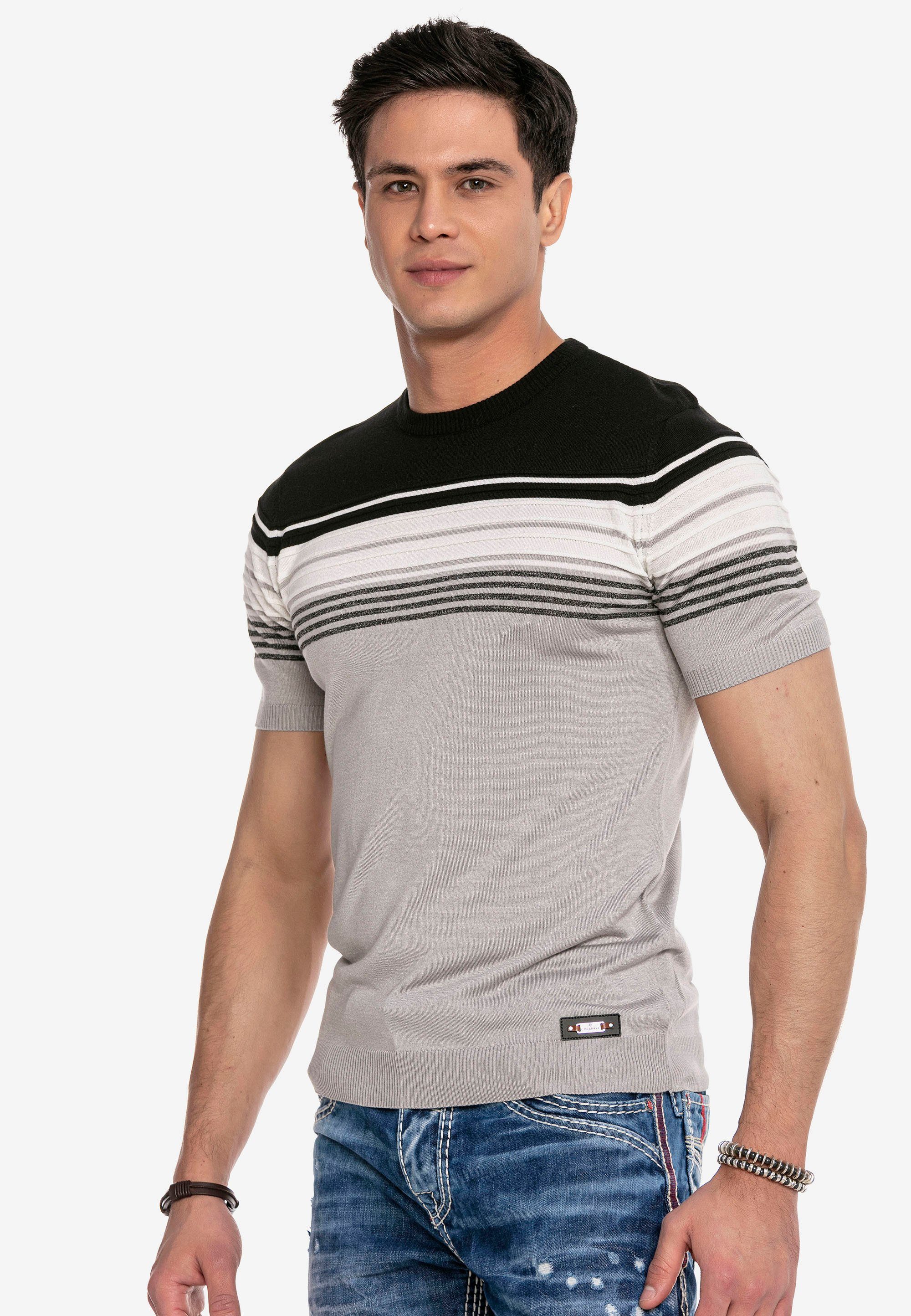 Baxx grau & mit modischem T-Shirt Streifenmuster Cipo