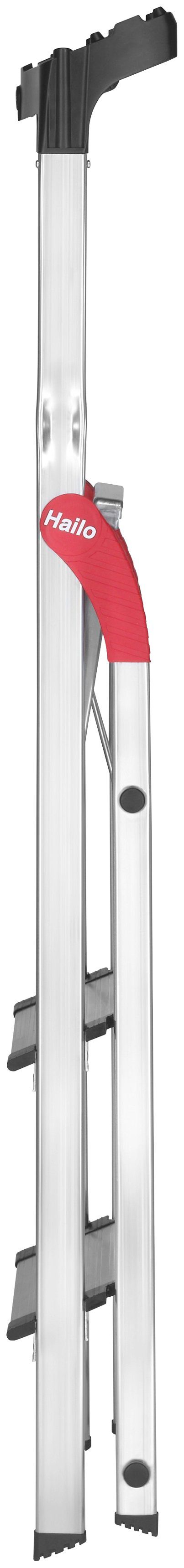 Hailo Stehleiter L80 ComfortLine, Alu-Sicherheits-Stehleiter 3 Stufen