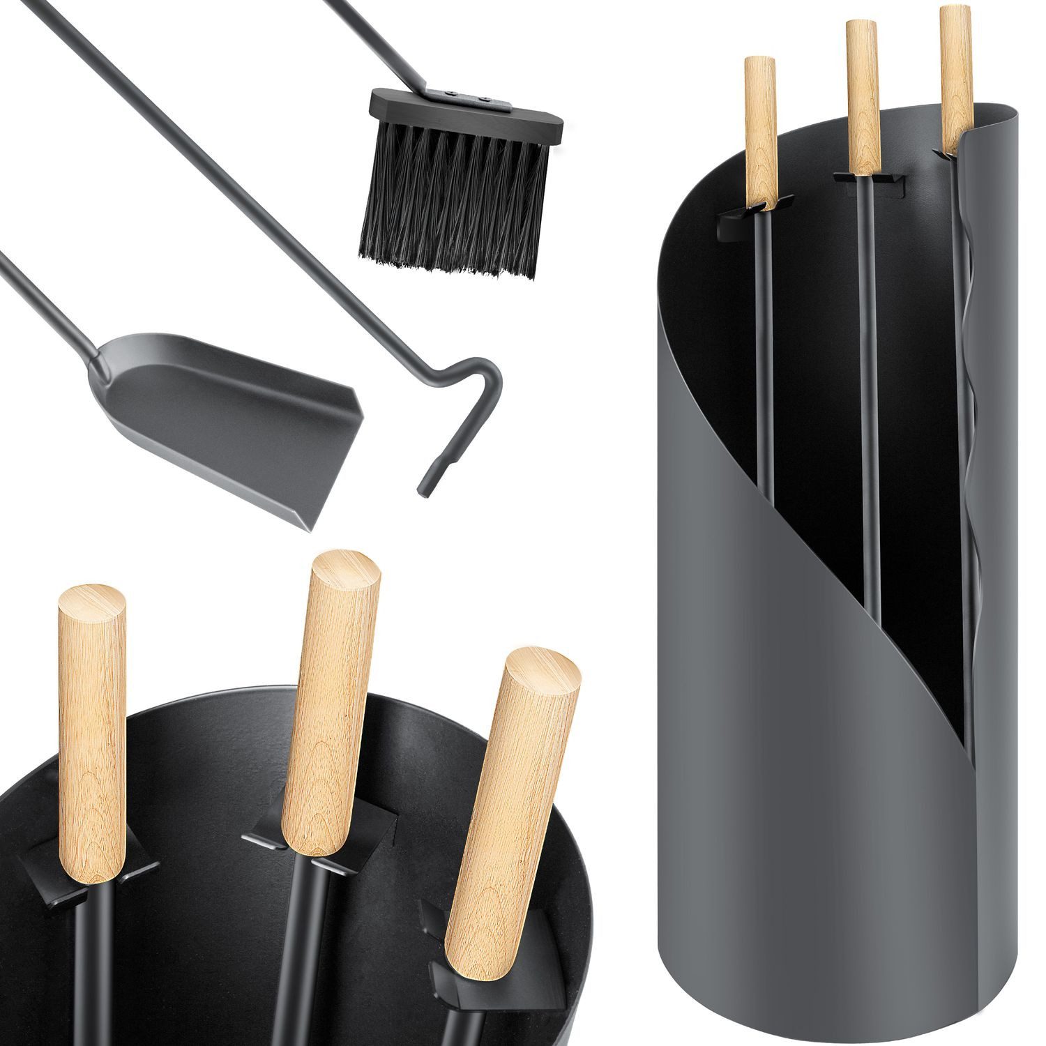 KESSER Kaminholzkorb, Kaminbesteck Set 4-teiliges Kaminzubehör günstig online kaufen