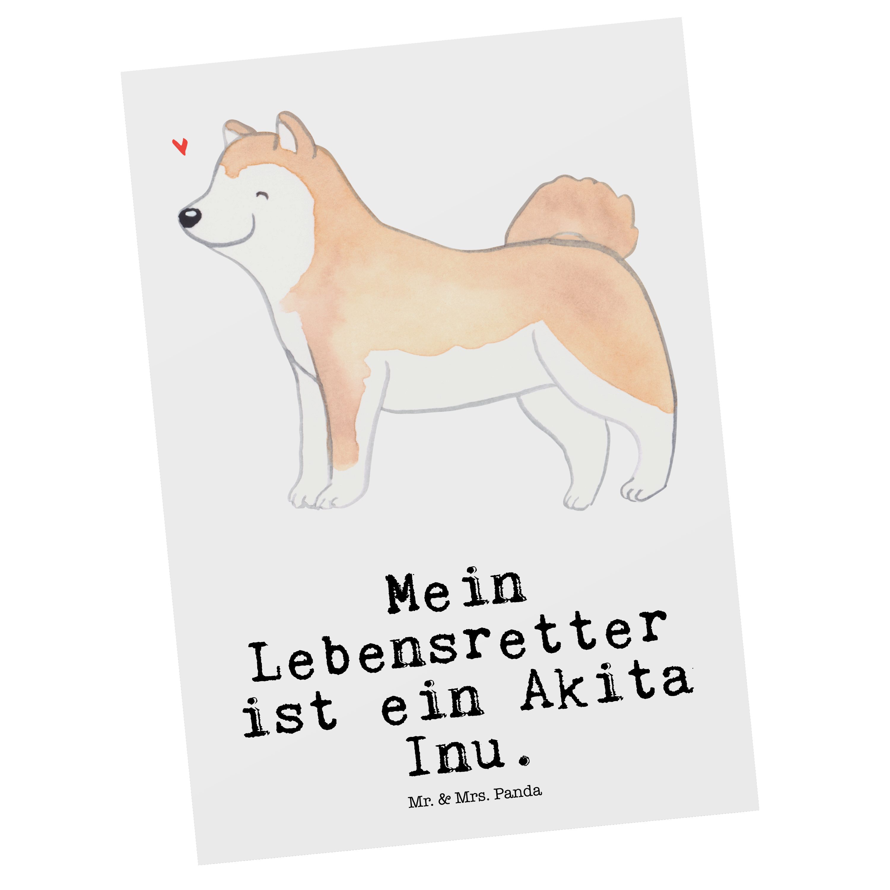 Mr. & Mrs. Panda Postkarte Akita Inu Lebensretter - Weiß - Geschenk, Hund, Tierfreund, Geschenkk