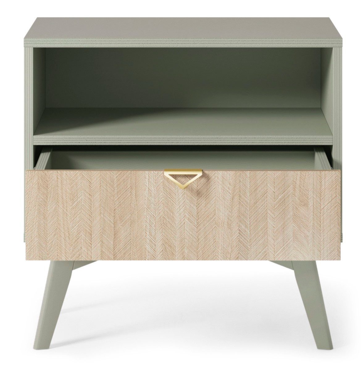 Compleo Nachttisch mit Schublade, GOLD Aluminiumgriffe, Skandinavisch design (MARIA), Breite: 54 cm