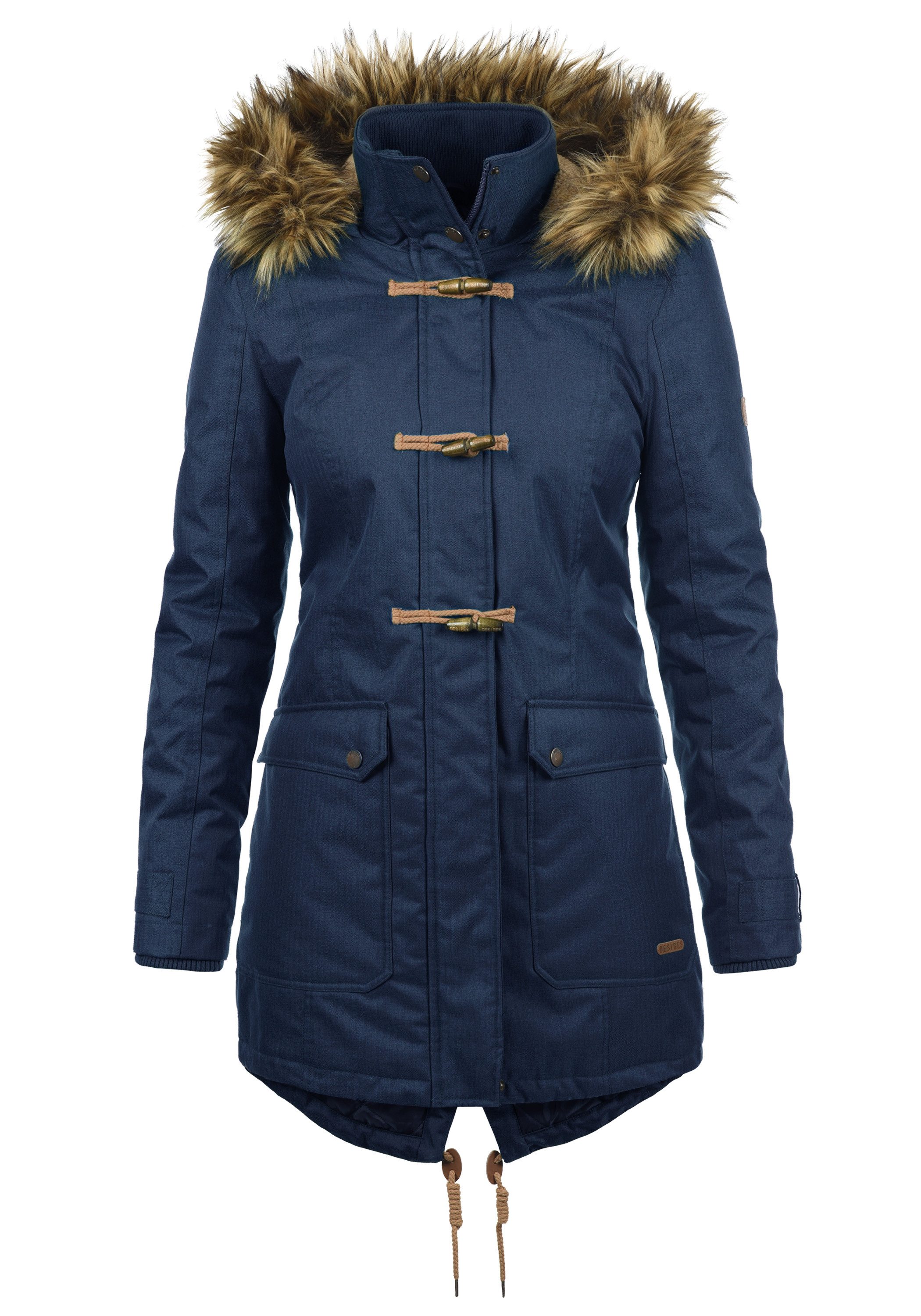 DESIRES Parka Bea warme Jacke mit abnehmbarer Kapuze und Fellkragen