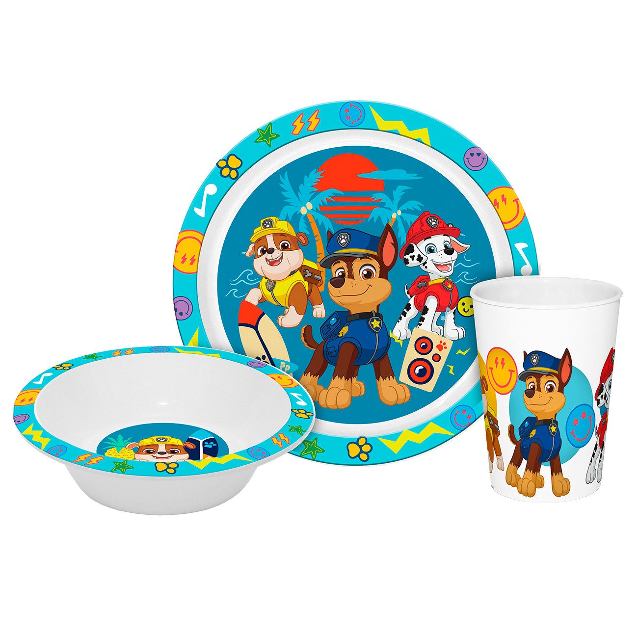 Geda Labels GmbH Kindergeschirr-Set Paw Patrol Boys (3-tlg), PP, Blau, 21,5x21,5x8,5, spülmaschinengeeignet