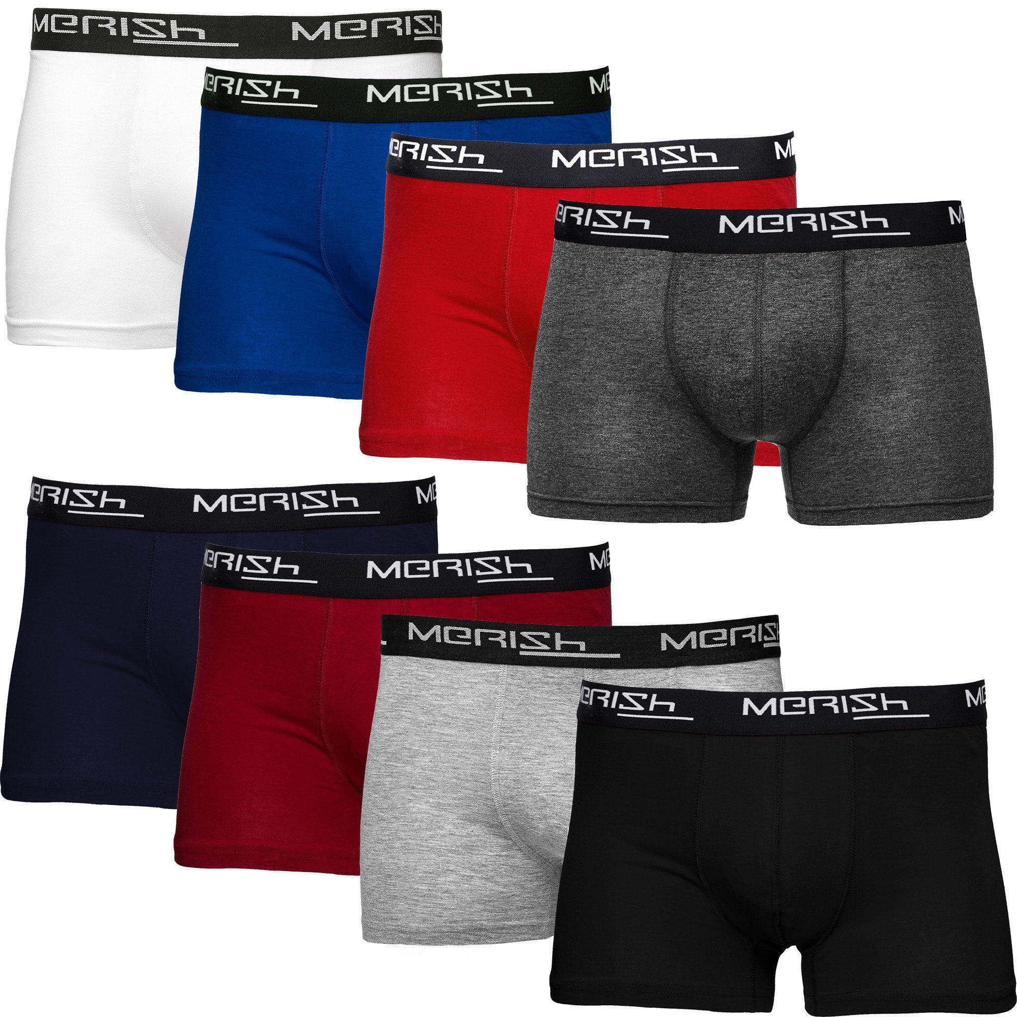 MERISH Boxershorts Herren Männer Unterhosen Baumwolle Premium Qualität perfekte Passform (Vorteilspack, 8er-Pack) S - 7XL