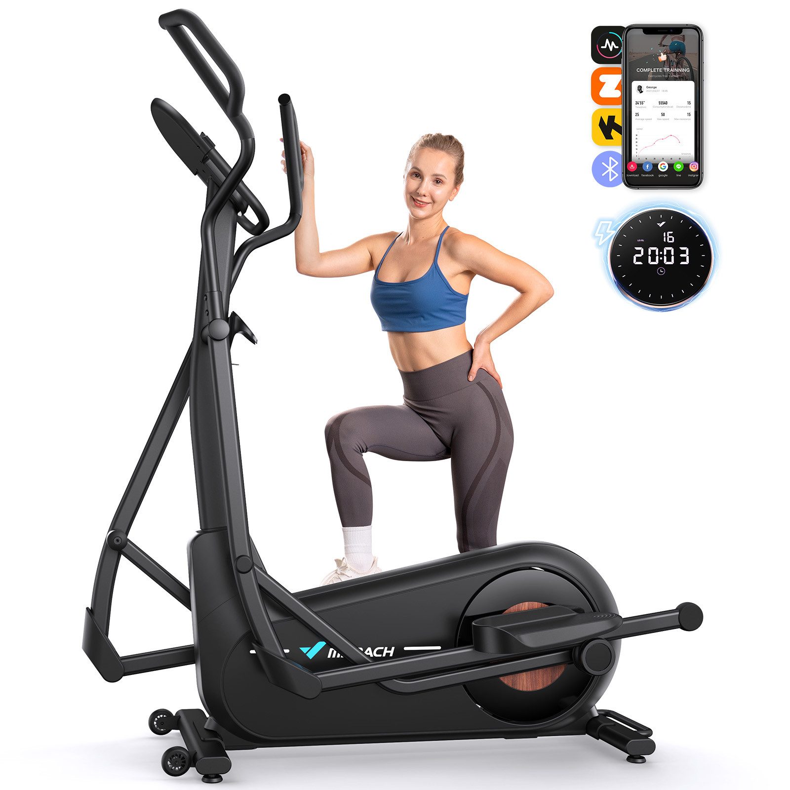 Crosstrainer Heimtrainer Crosstrainer, Ellipsentrainer für Zuhause mit APP