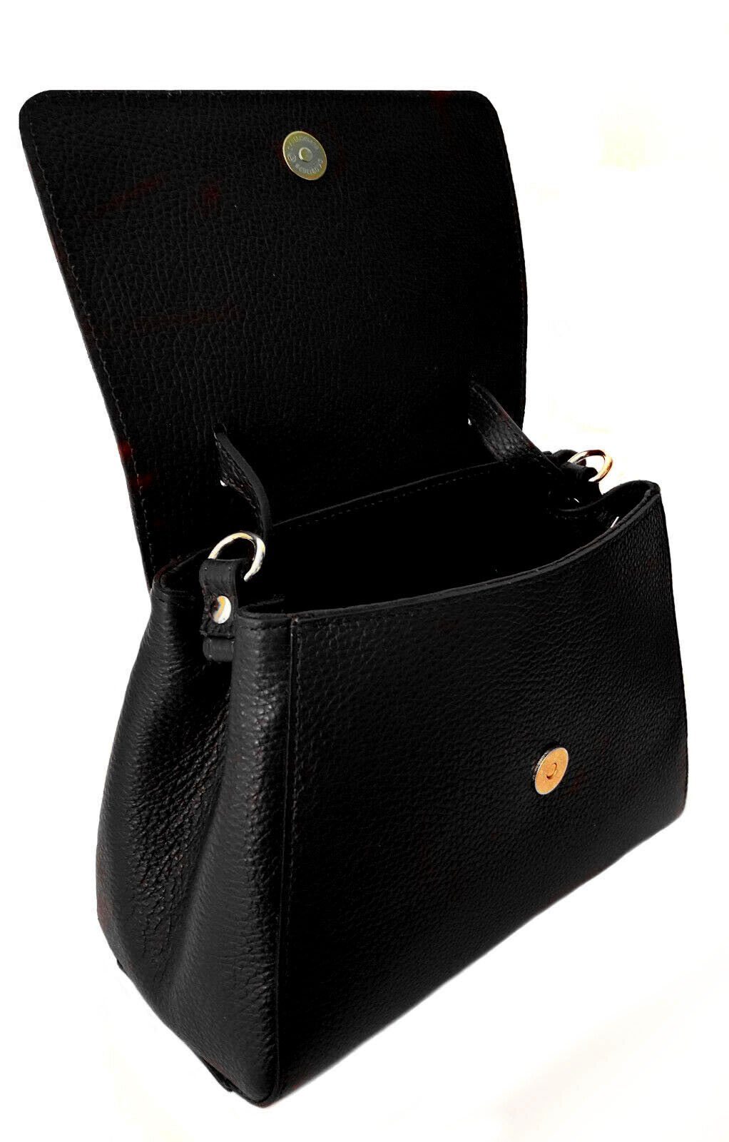 Leder, schwarz Leder Schultertasche echt echt Damen Sa-Lucca in Italy, Italy made Schultertasche in Made -