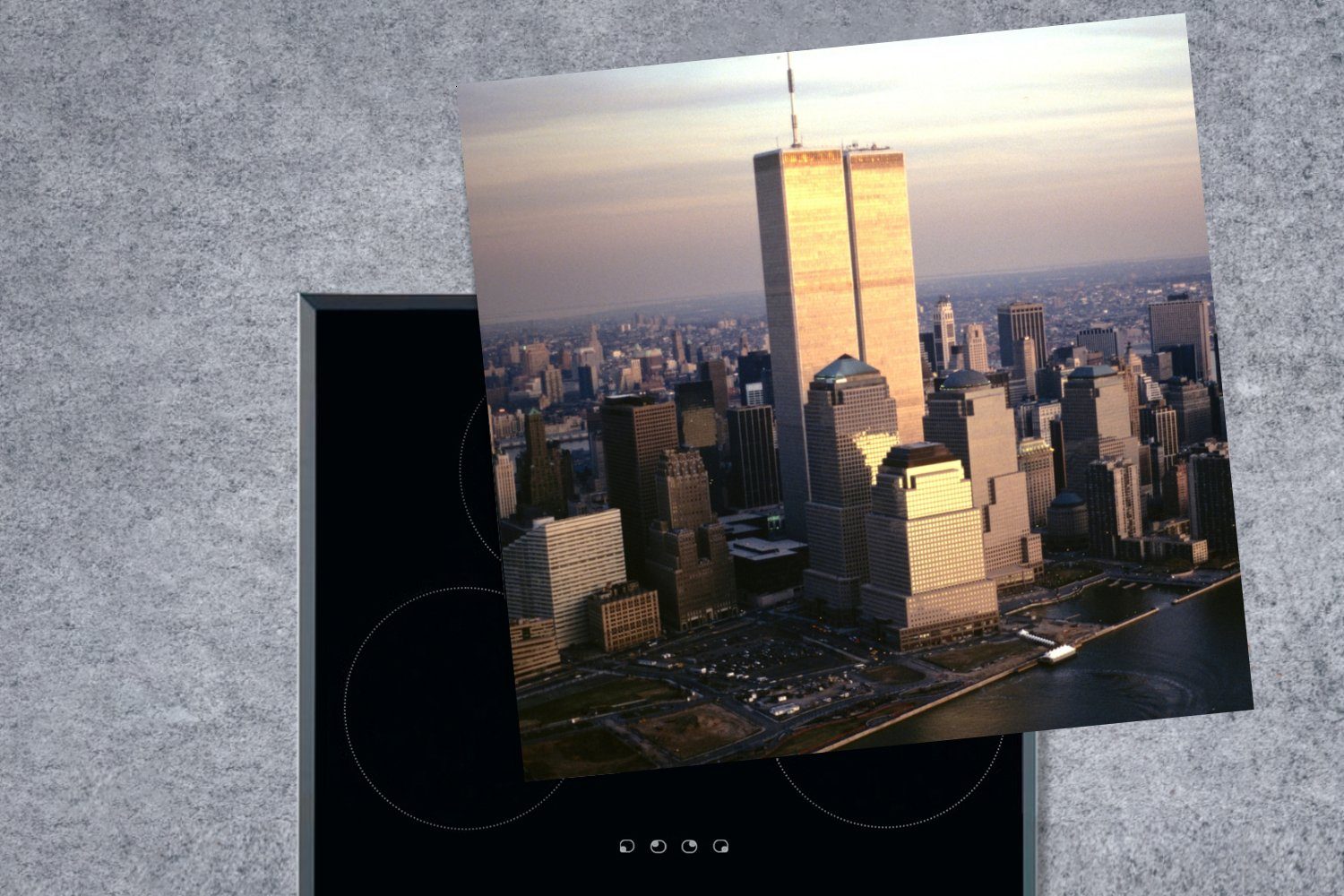 MuchoWow Herdblende-/Abdeckplatte World Trade Center 78x78 - (1 York, für Vinyl, tlg), Zentrum - Arbeitsplatte küche New Ceranfeldabdeckung, cm