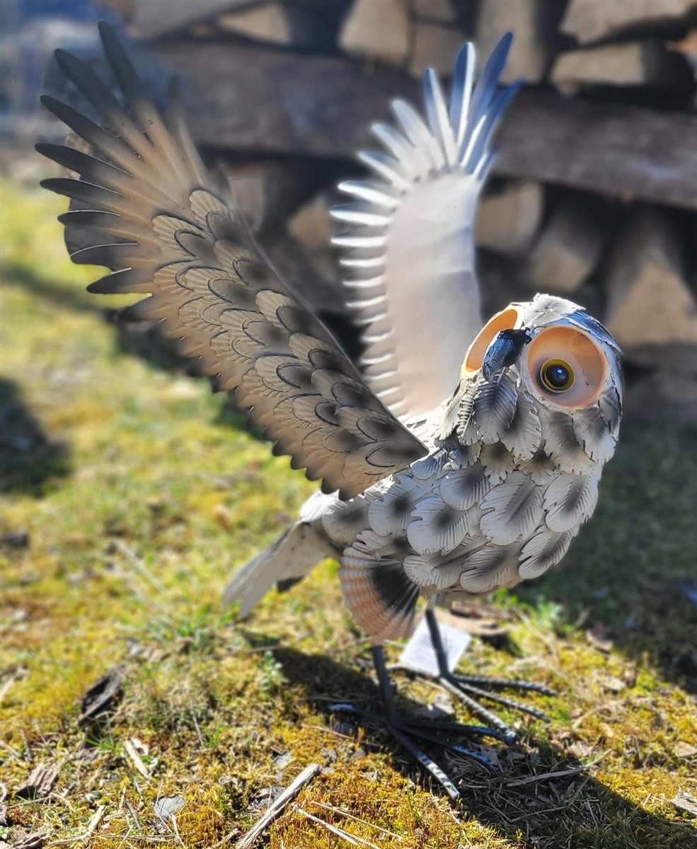 Geschenkestadl Tierfigur Eule Metall XL steht 43cm Tierfigur Waldtier Bauernhof Garten Deko (1 St)