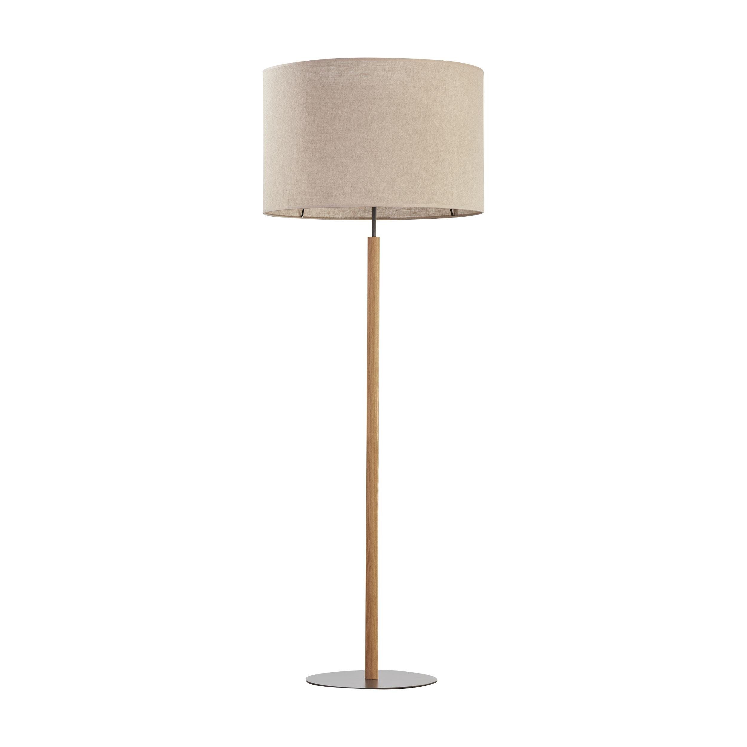 Stehlampe Stehlampe Holz natur Lampenschirm Stoff beige braun Leselampe
