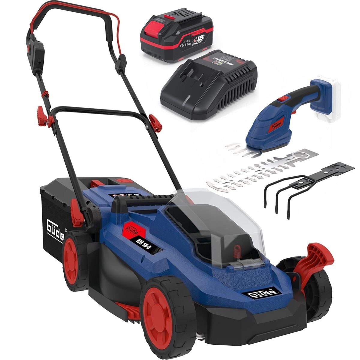 Güde Akkurasenmäher City Газонокосилки RM 18/33 18V, 33 cm Gras, Strauchschere, Akku 4.0 Ah