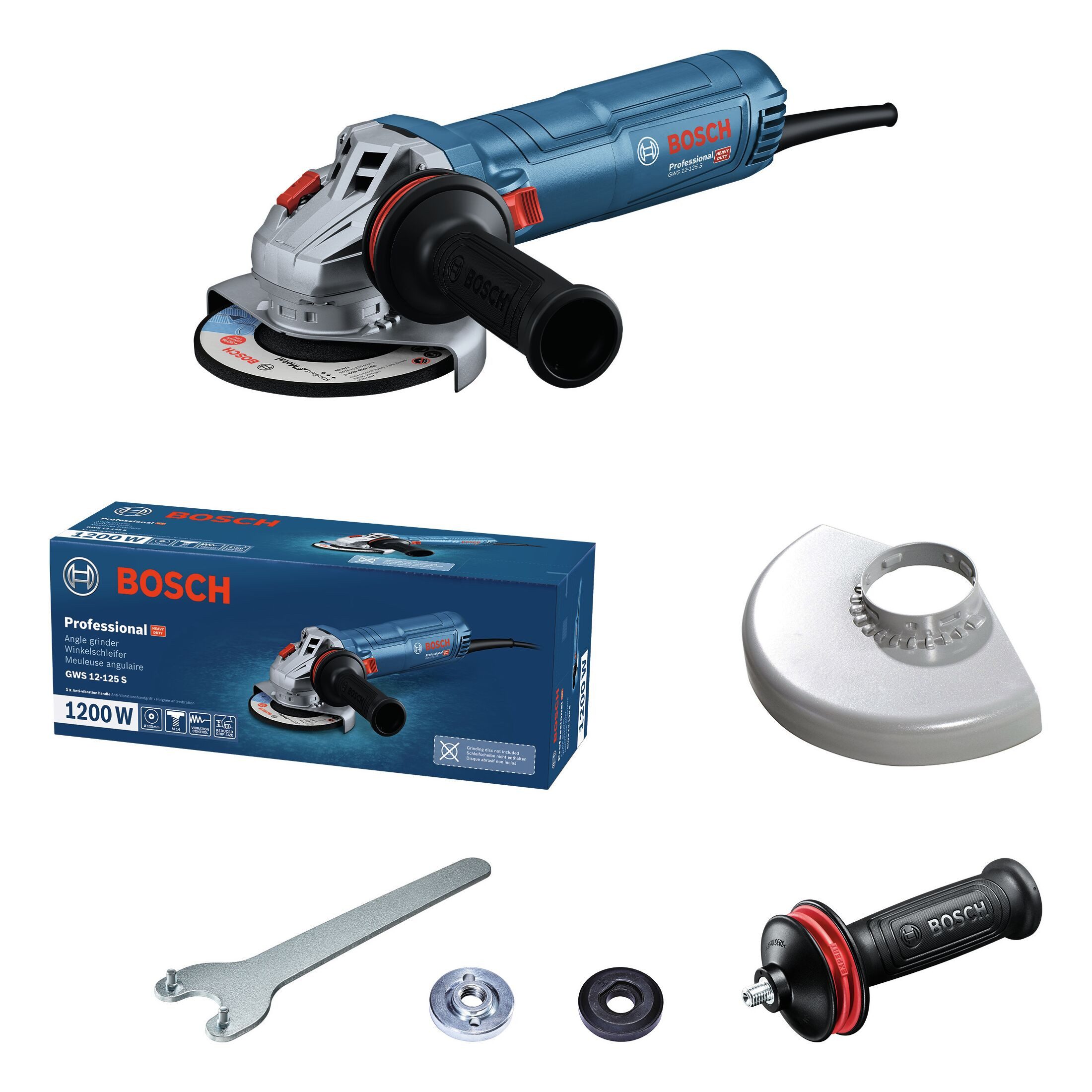 BOSCH Winkelschleifer GWS 12-125 S, max. 11000 U/min, Im Karton