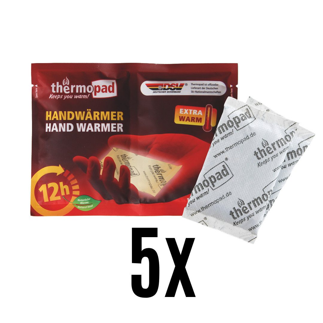Thermopad Handwärmer Paar, 5-tlg., Wärmedauer ca. 12 Stunden, Luftaktivierung, Absolut geruchlos