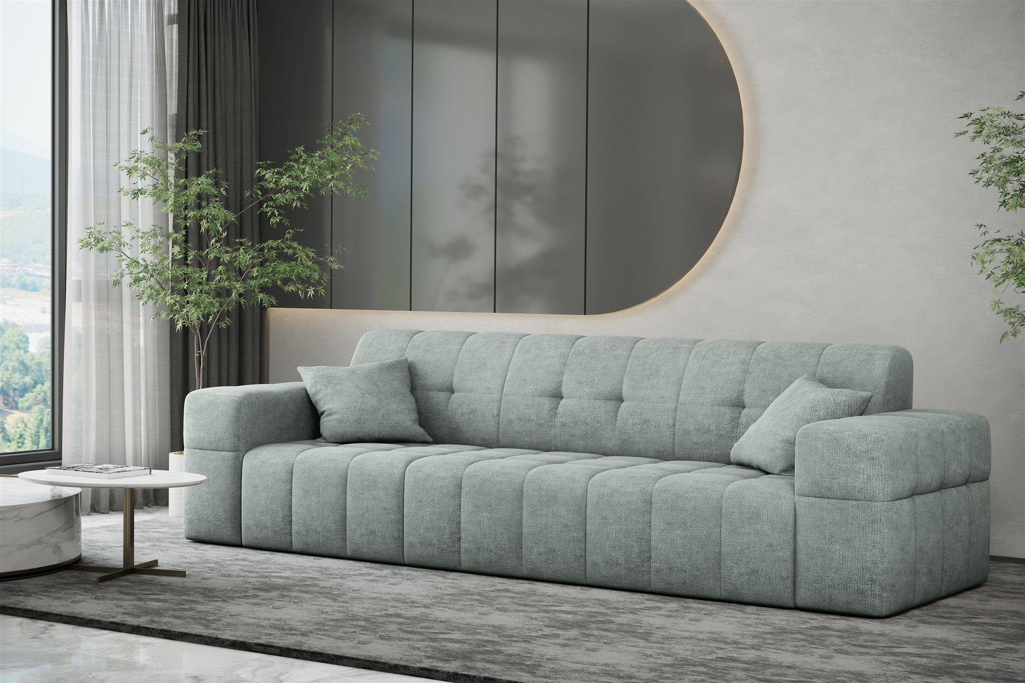 Fun Möbel Sofa Sofa Designer-Sofa NANCY 3-Sitzer in Stoff Neve, Rundumbezug günstig online kaufen