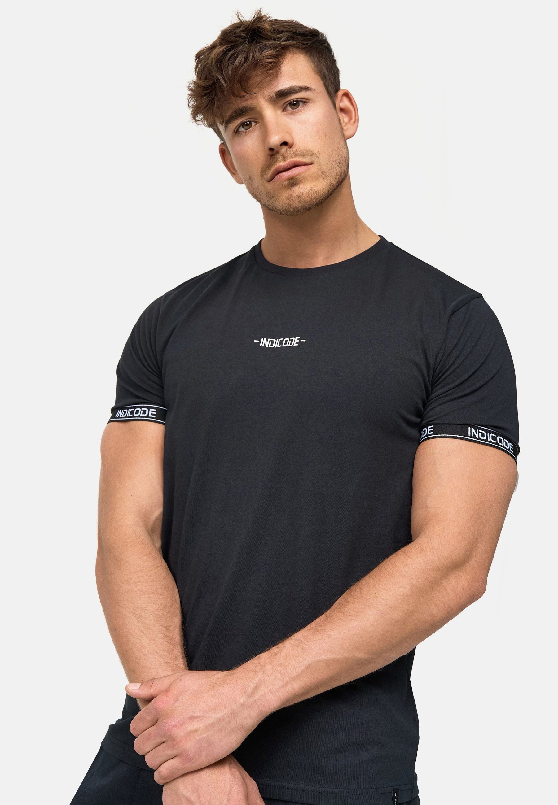Indicode T-Shirt Herren Lutzy Shirt Tee Herrenshirt mit dezentem Logoprint günstig online kaufen
