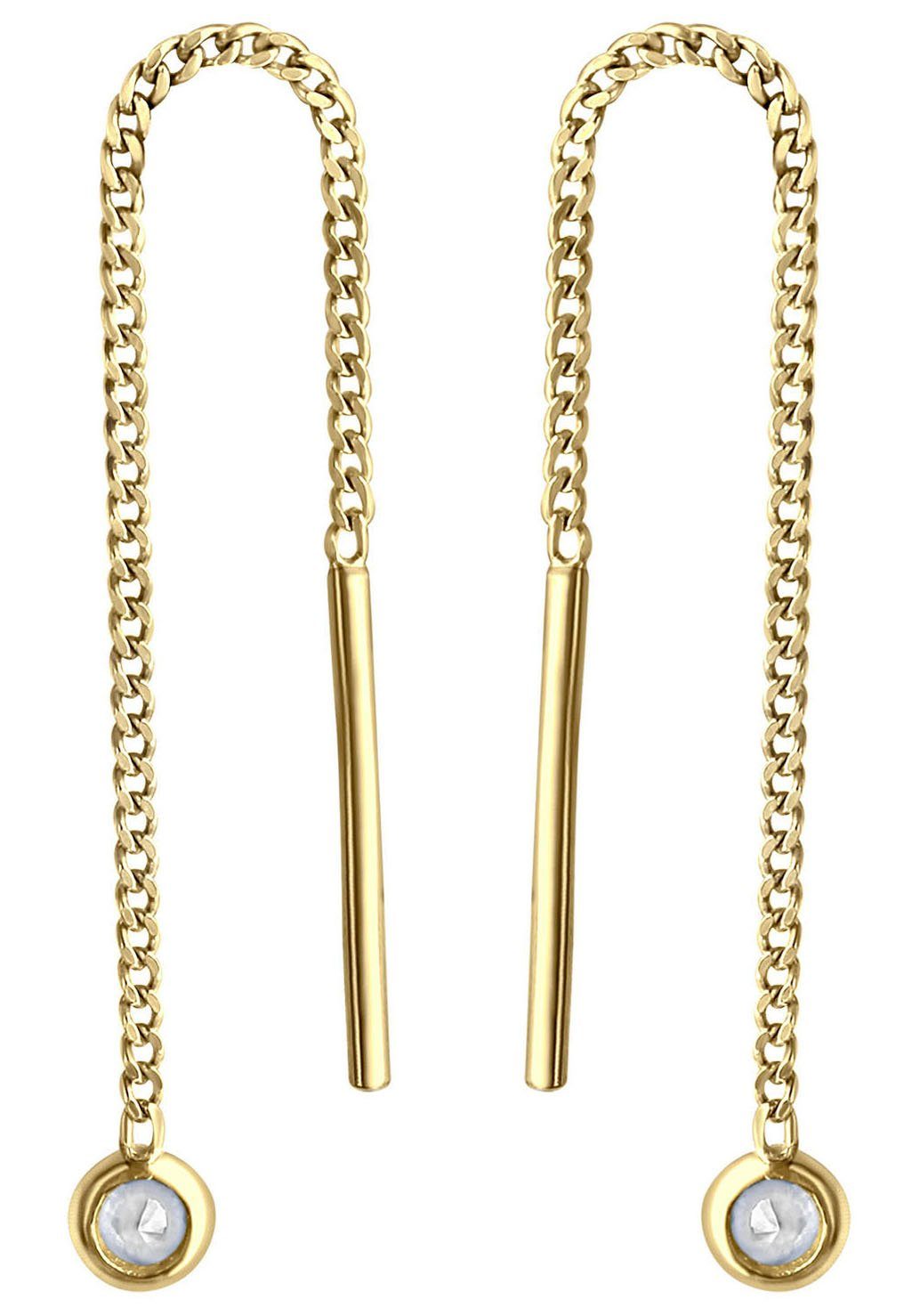 Firetti Paar Ohrhänger Schmuck Geschenk Gold 333 Ohrschmuck Durchzieher Solitär, mit Zirkonia (synth)