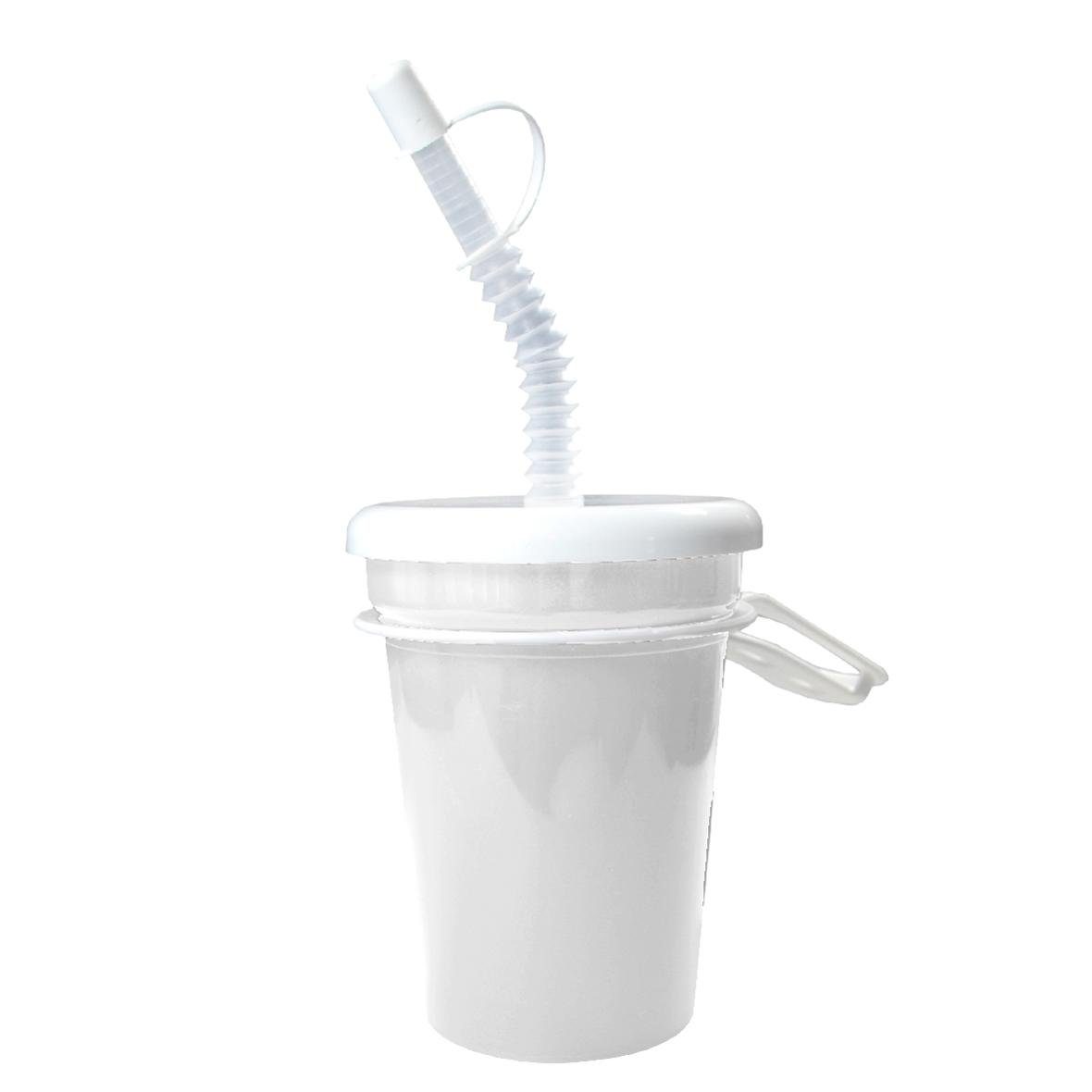 Becher 300 ml Mehrweg Trinkbecher To Go mit Trinkhalm und Gürtelhalterung