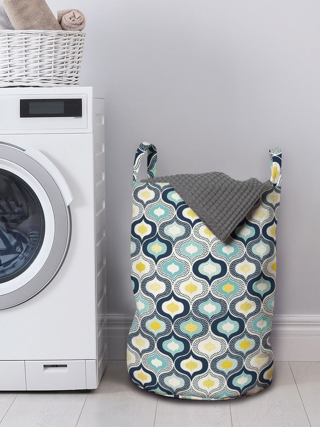 Abakuhaus Wäschesäckchen Wäschekorb Waschsalons, für Kordelzugverschluss Dots Morrocan mit Modern Art Kunst Griffen
