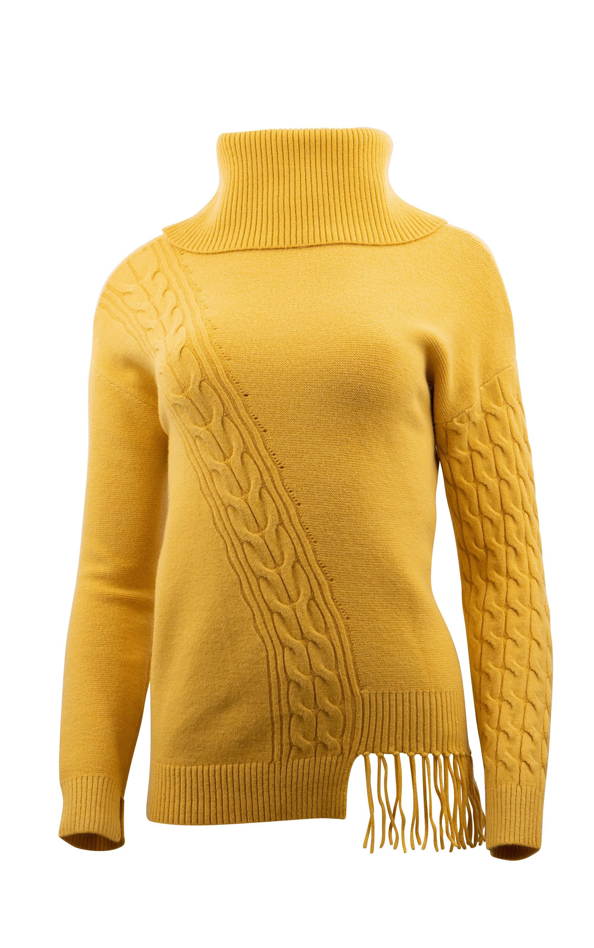 Passioni Rollkragenpullover mit Zopfmusterdetails und Fransen günstig online kaufen
