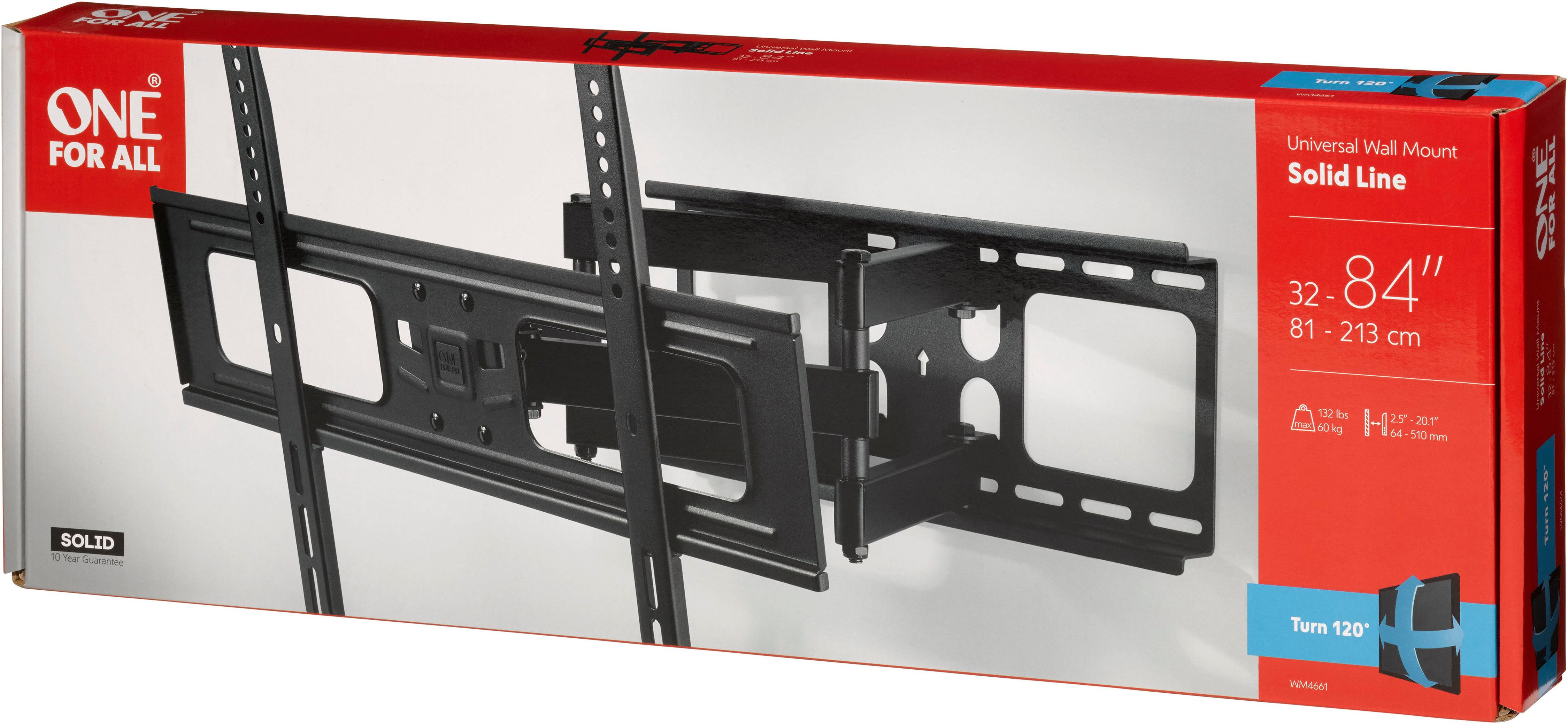One for All TV-Wandhalterung Solid Turn 180 WM4661, (bis 84 Zoll)
