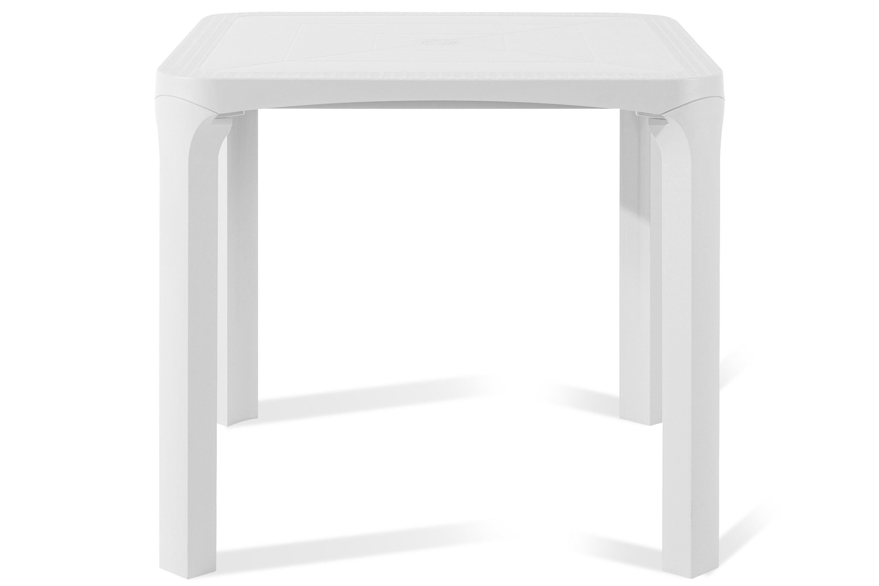 KONSIMO® Gartentisch LEOPSI Tisch aus Polypropylen, höchste Premium-Qualität, pflegeleicht (1-St., quadratischer Gartentisch), matte Oberfläche, mit Schirmloch, wetterbeständig (80x72x80 cm)