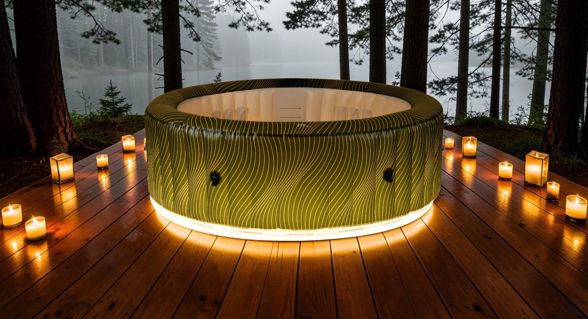 mSpa Whirlpool METEOR NEU 2027 XXL - Ø 204 x 70 cm - ganzjährig Outdoor Pool, aufblasbares Aufstellbecken, Selbstaufblasend, UVC+, LED, 164 Luftdüsen, Schnellheizsystem, Timer