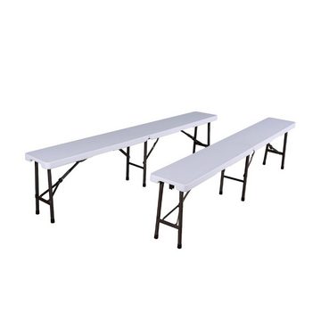 SVITA Bierzeltgarnitur, (Set, 3-tlg., Tisch mit 2 Bänken), zu Koffer zusammenklappbar, 2 Bänke, 1 Tisch, Kunststoff, Weiß
