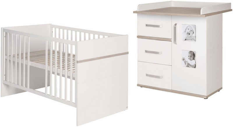 roba® Babymöbel-Set Moritz, (Spar-Set, 2-St., Kinderbett, Wickelkommode), mit Kinderbett und schmaler Wickelkommode; Made in Europe