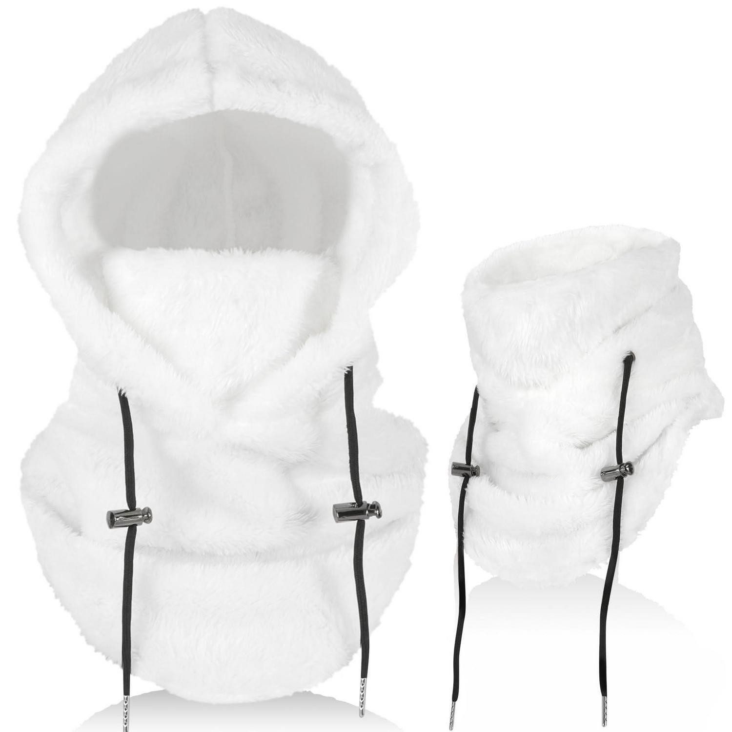 LuxusKollektion Sturmhaube Sturmhaube Thermofleece Skimaske winddicht Halswärmer Weiß