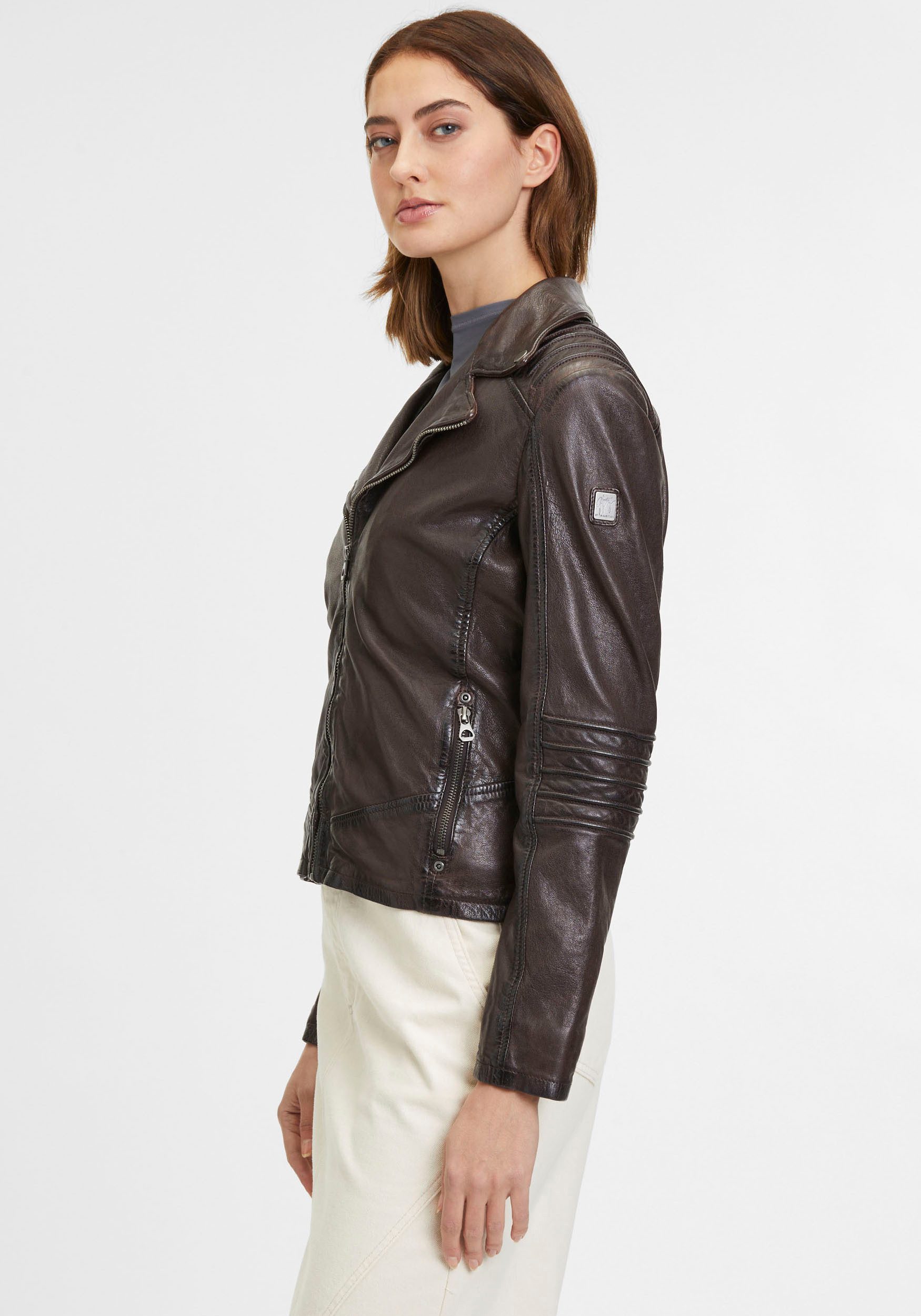 Mauritius Lederjacke GWFlura mti Reißverschluss, Ziuerpaspeln, günstig online kaufen