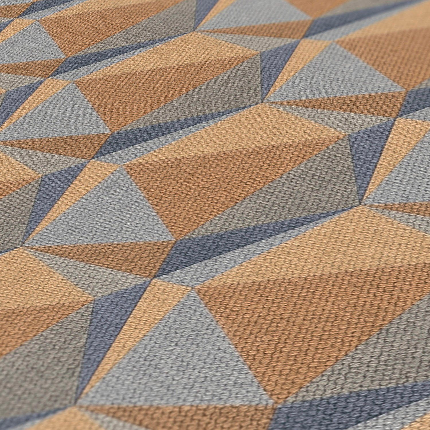 A.S. Création matt, 3D (1 3D leicht Vliestapete Grafiktapete strukturiert, St), Gelb,Blau,orange,Grau Muster Grafisch Nara Effekt