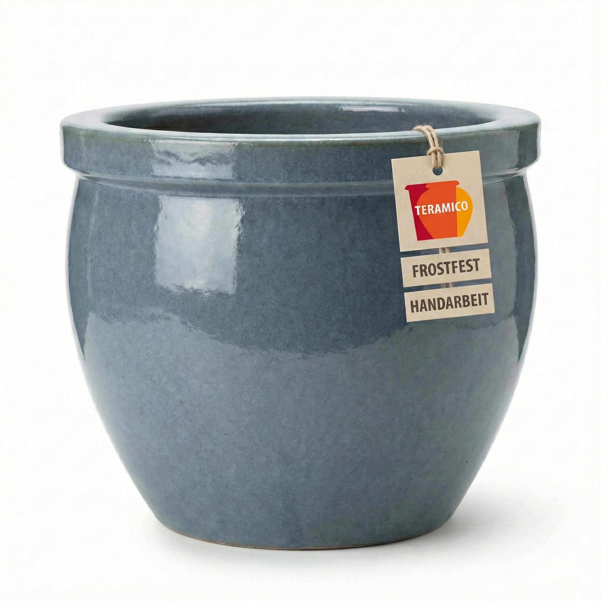 Teramico Blumentopf Pflanzgefäß Keramik "Bavaria Tall" Antik-Grau Ø 21 - 37 cm (1 St), Frostfest, UV-Fest
