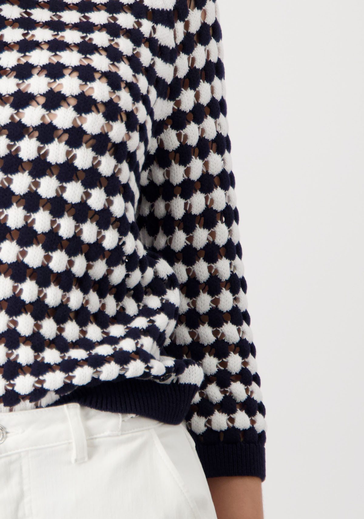 Monari Rundhalspullover aus zweifarbigen Strukturstrick