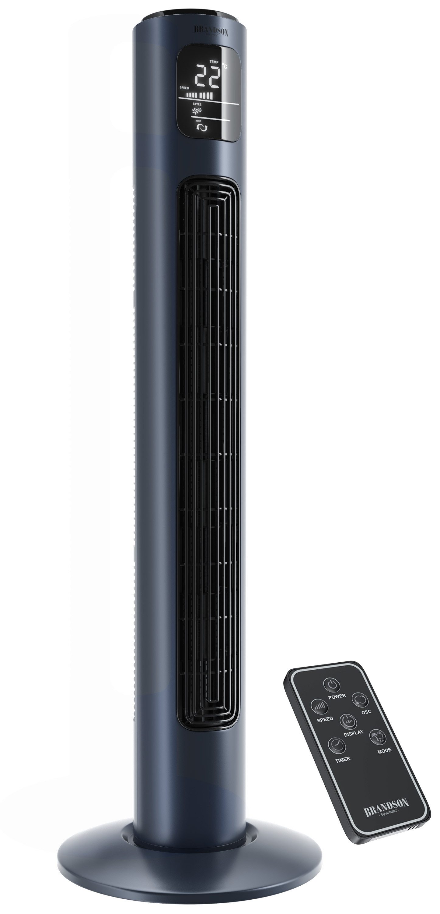 Turmventilator Oszillation 65°, Timer, Fernbedienung, Standventilator 96cm, Navy-Blue