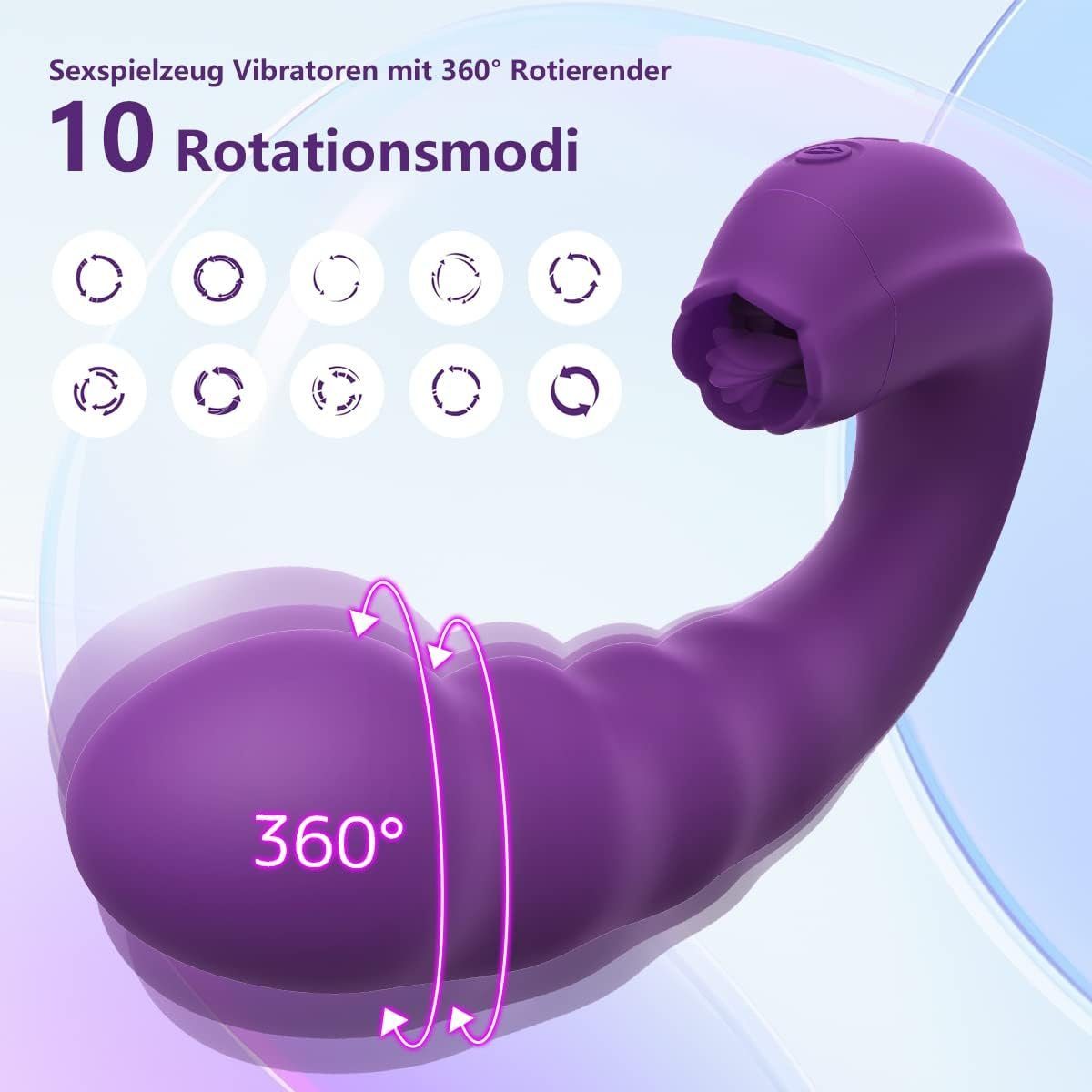Stoßfunktion autolock mit 10 Klitoris Vibration für 3 Klitoris-Stimulator Sie G-Punkt,3in1 Zungenlecken frauen, 10 für Rotation Vibrator