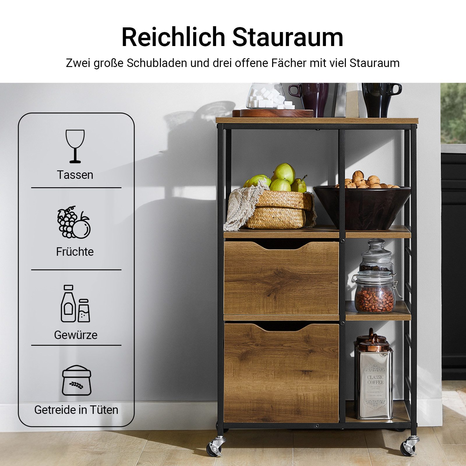 SoBuy Küchenwagen FKW111, mit 2 Schubladen günstig online kaufen