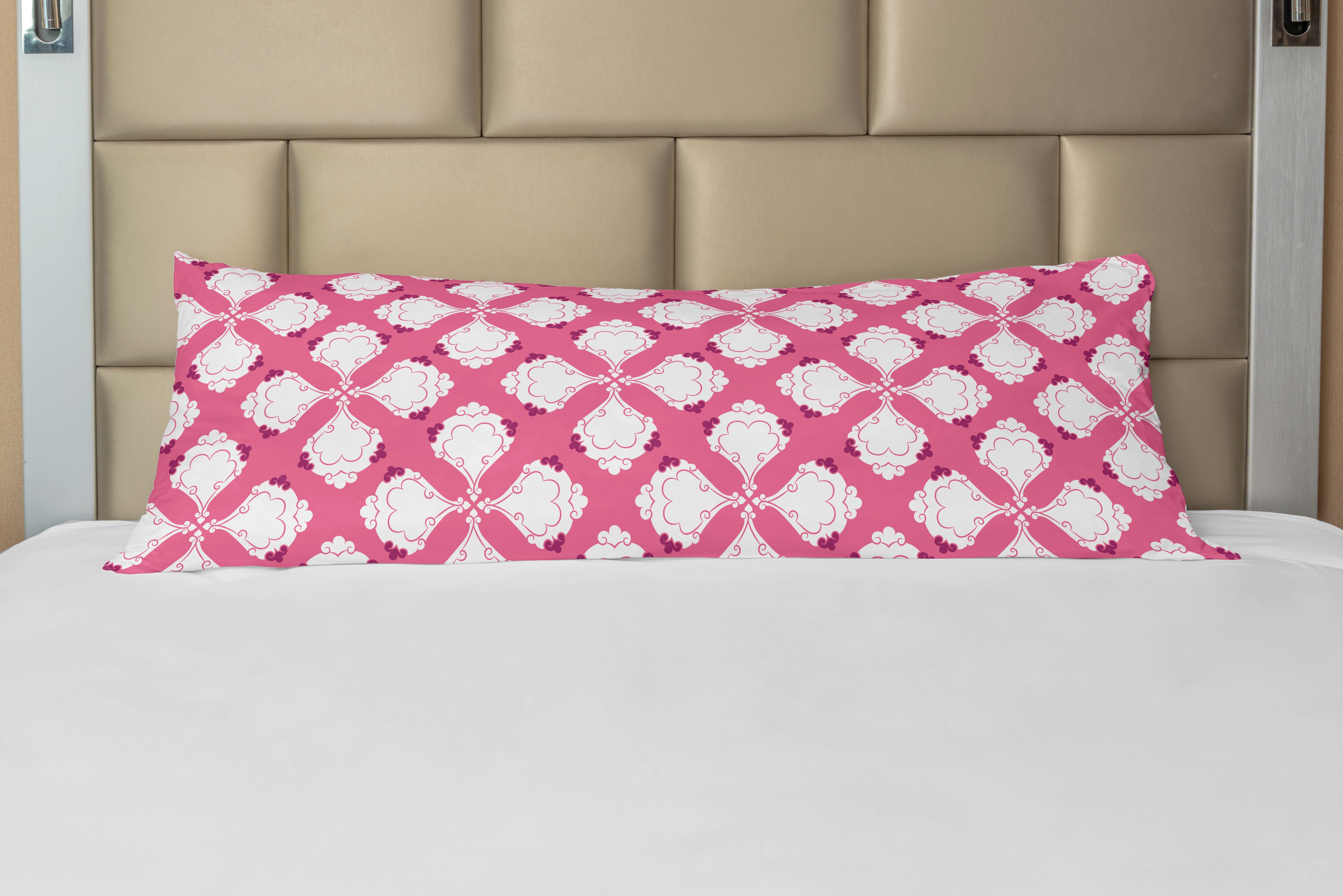 Weiß Langer Seitenschläferkissenbezug Blumen und Deko-Akzent Kurven und Kissenbezug, Pink Abakuhaus,