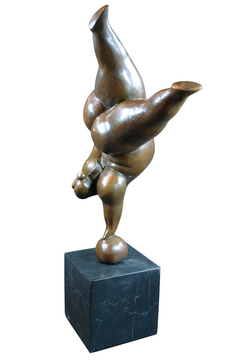 Bronze Marmorsockel auf Frau erotisch Figur AFG Dekoobjekt mollige