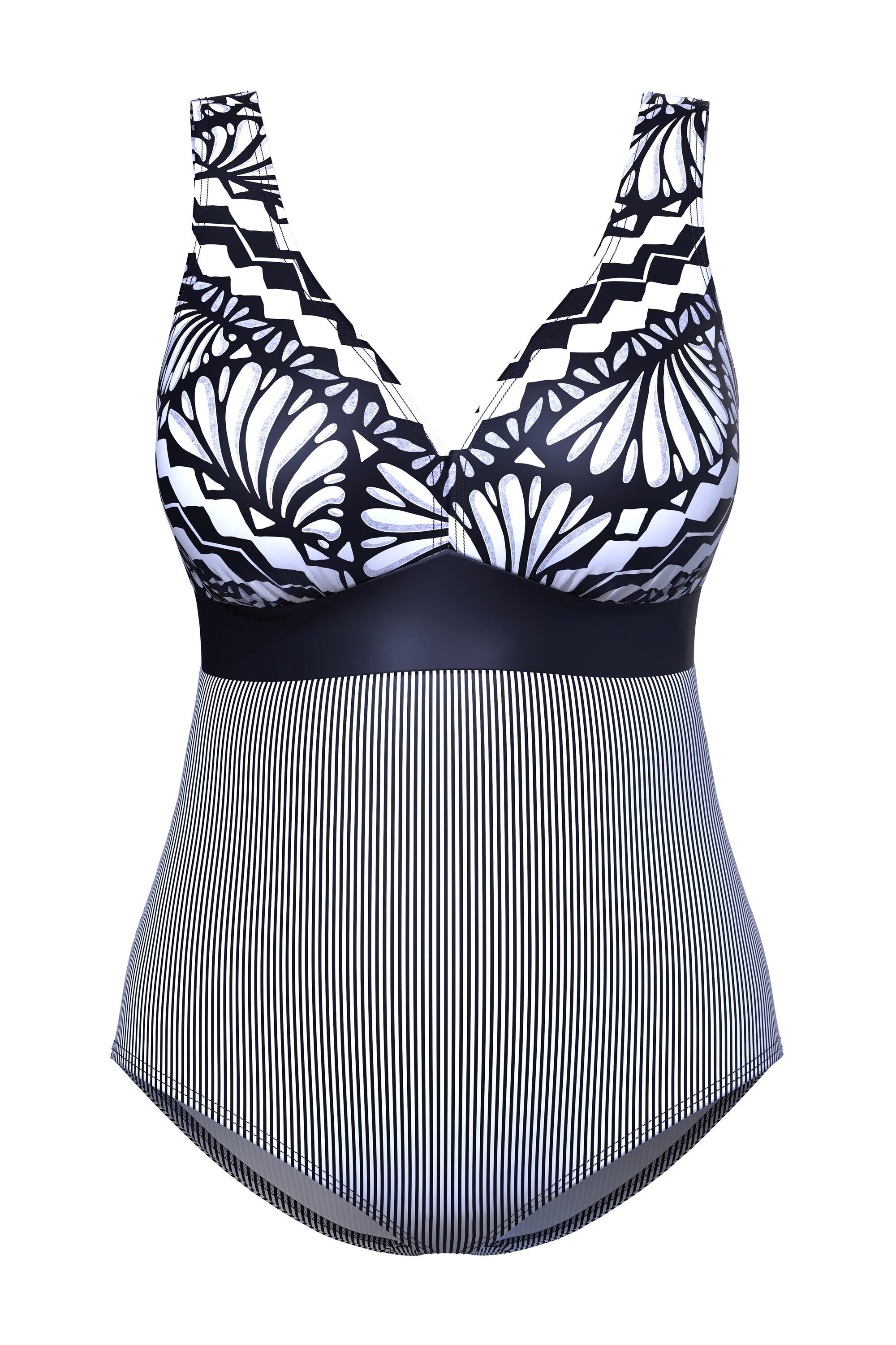 Ulla Popken Badeanzug Badeanzug Zierband Softcups recycelt günstig online kaufen