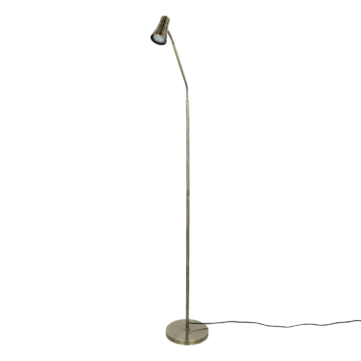 Licht-Erlebnisse Stehlampe SCOTT, ohne Leuchtmittel, GU10 133-167 cm in Messing Antik Metall verstellbar Retro Design