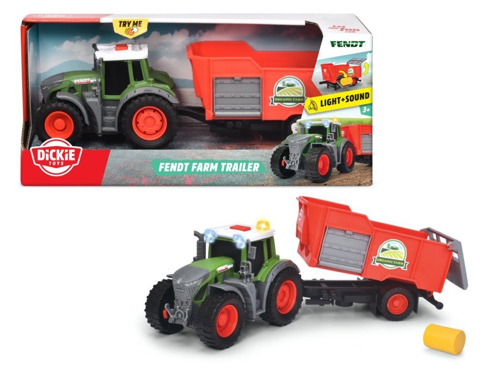 Dickie Toys Fendt 939 Vario Spielzeugtraktor mit Fliegl Anhänger Bauernhof S... 