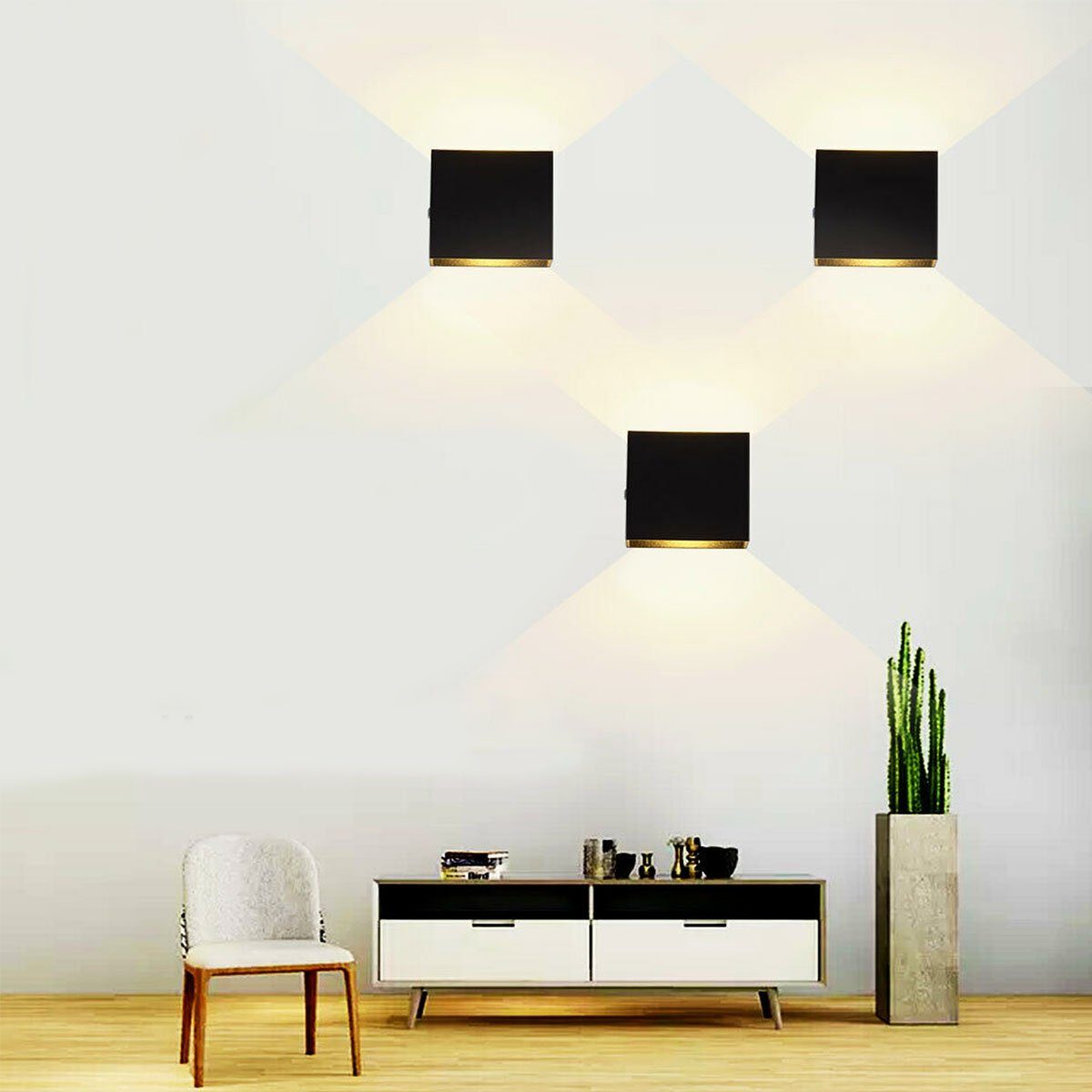 oyajia Wandleuchte 6W LED Wandlampe Cube Lampe Wand Strahler Licht Up Down Leuchten, LED fest integriert, Warmweiß, Treppen Flur Modern Square Lampe,für Wohnzimmer Schlafzimmer Balkon
