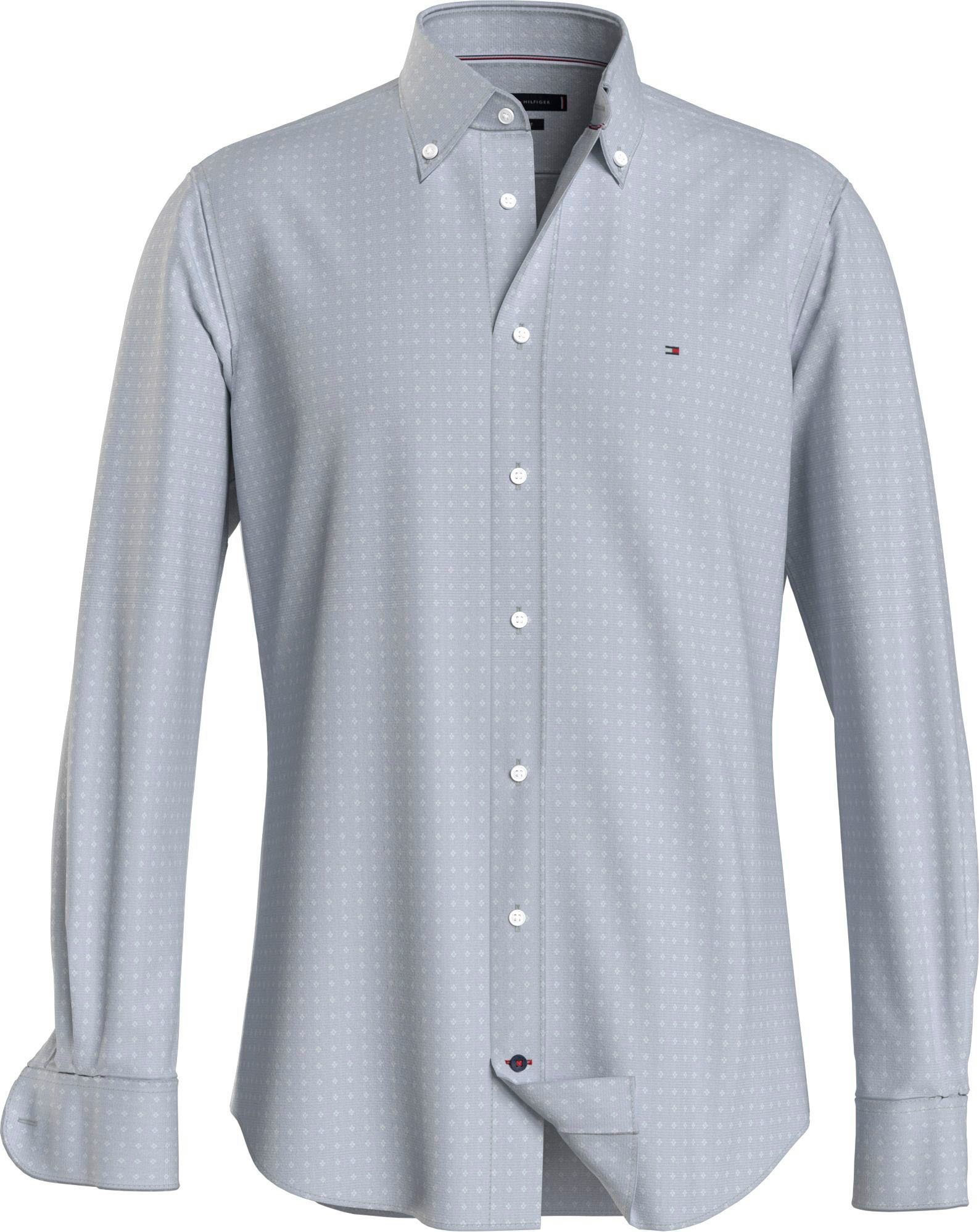 Tommy Hilfiger Langarmhemd CL W-OXFORD DOBBY RF SHIRT mit dezenter  Labelflag auf der Brust